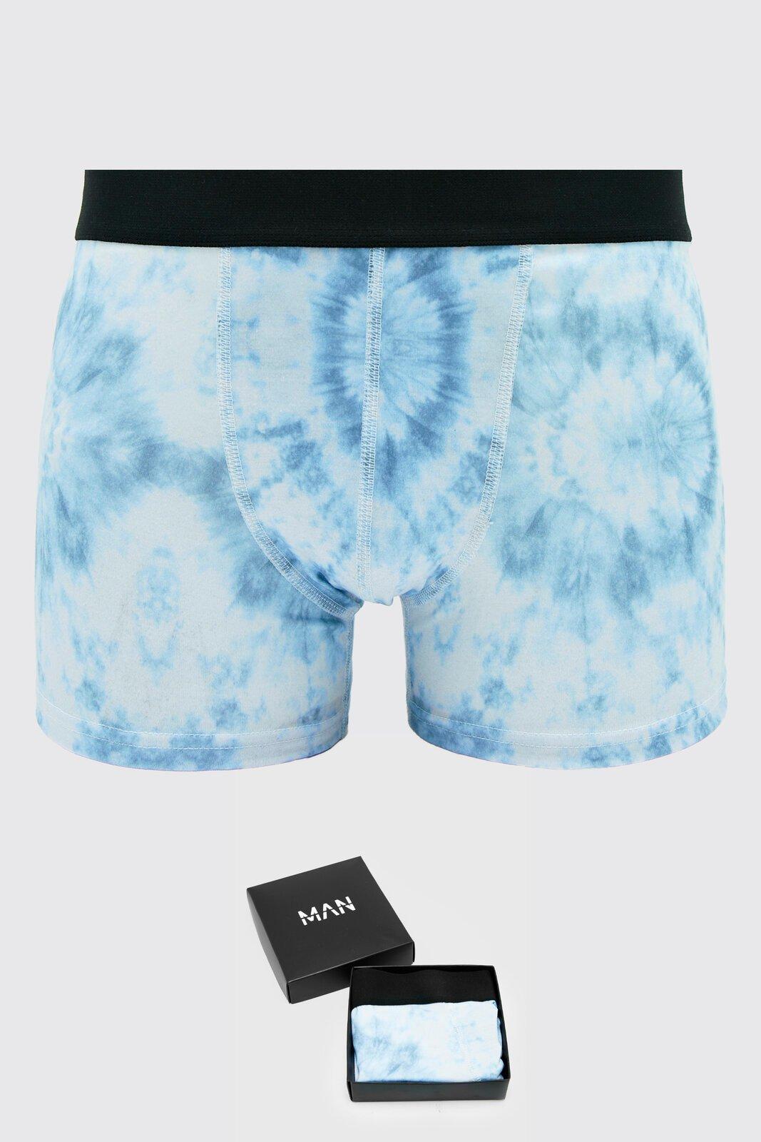 Mens Blue 1 Pack Tie Dye Classic Trunk Gift Box, Blue