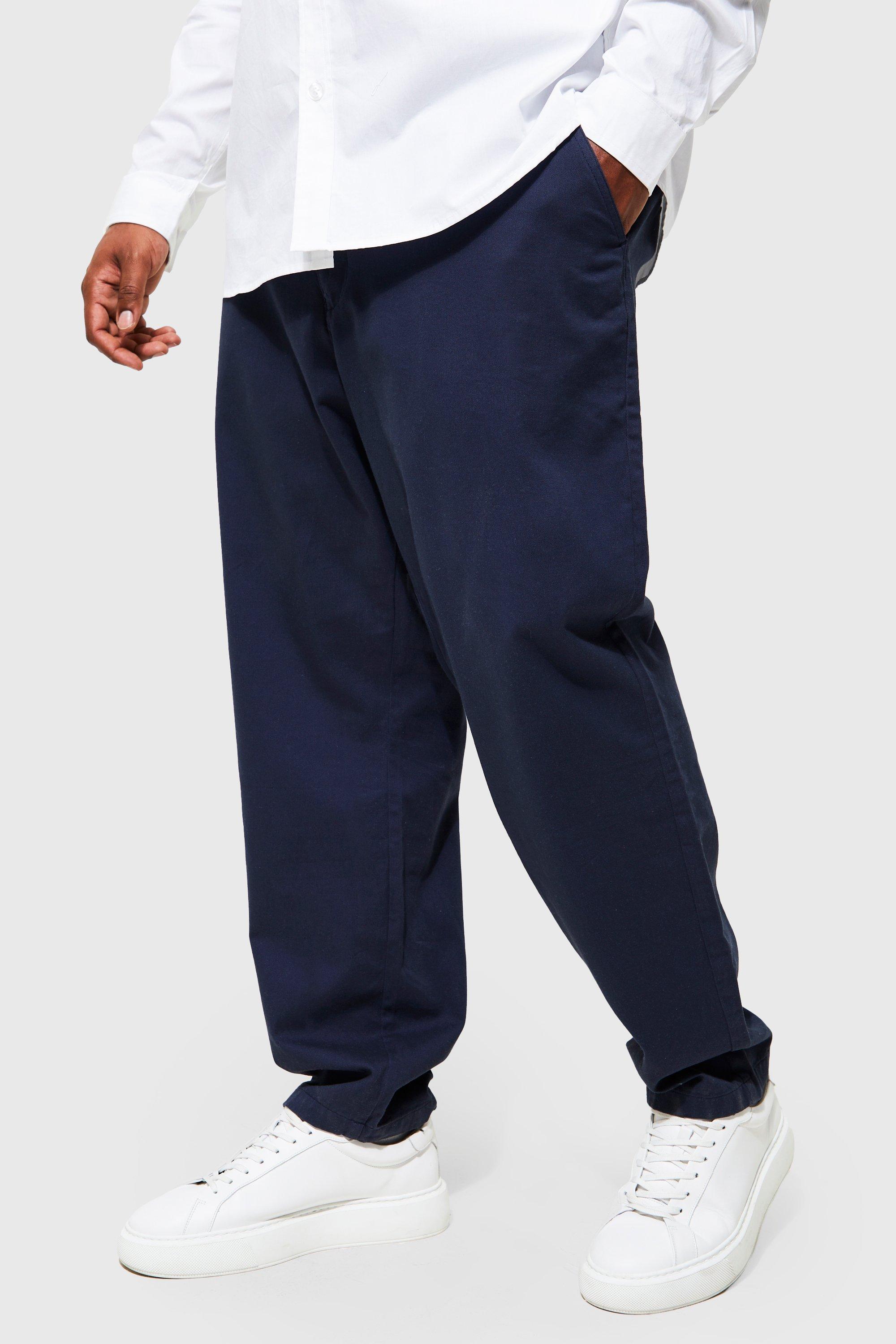 grande taille - pantalon chino coupe slim homme - bleu - xxl, bleu