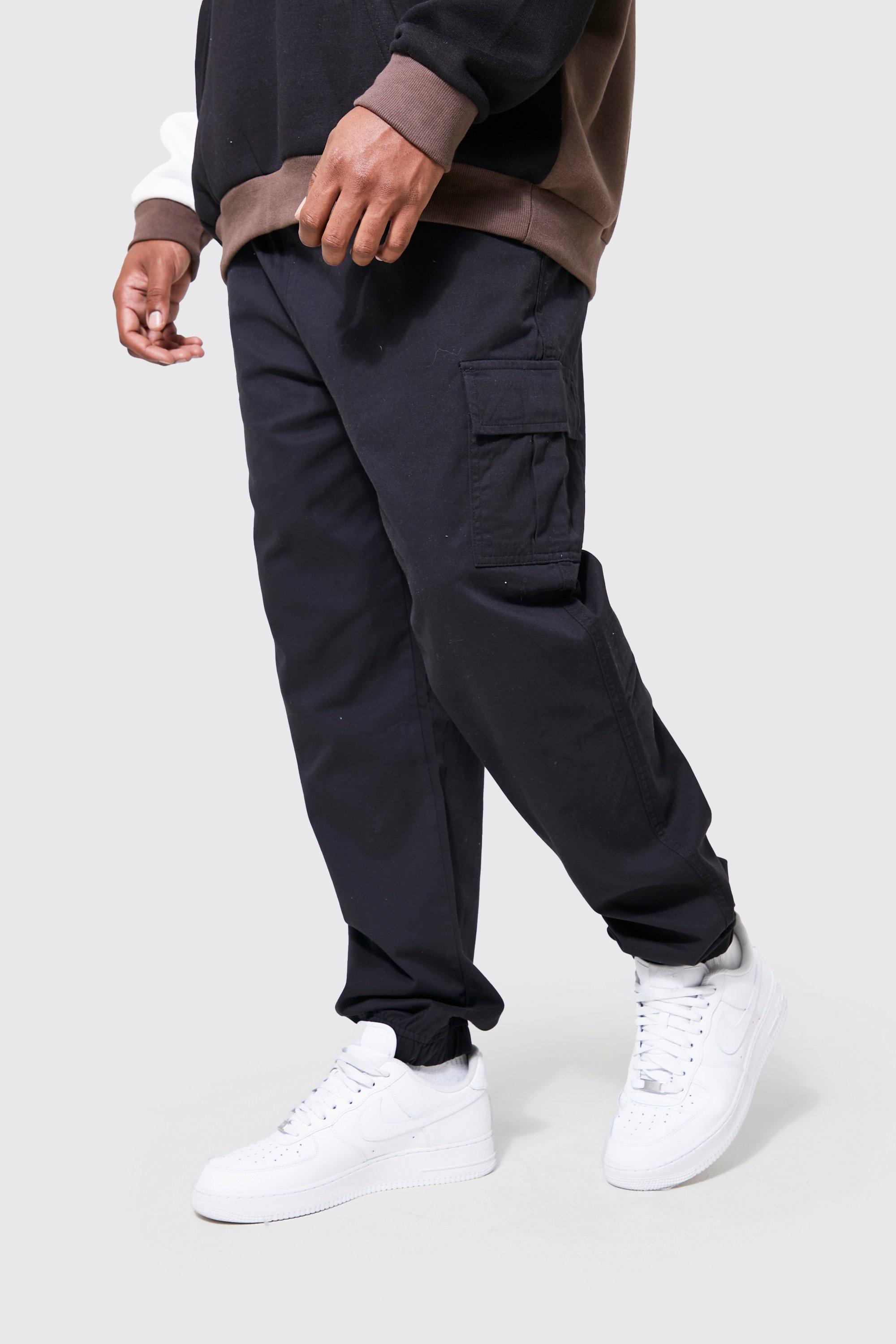 grande taille - pantalon cargo coupe slim homme - noir - xxxl, noir