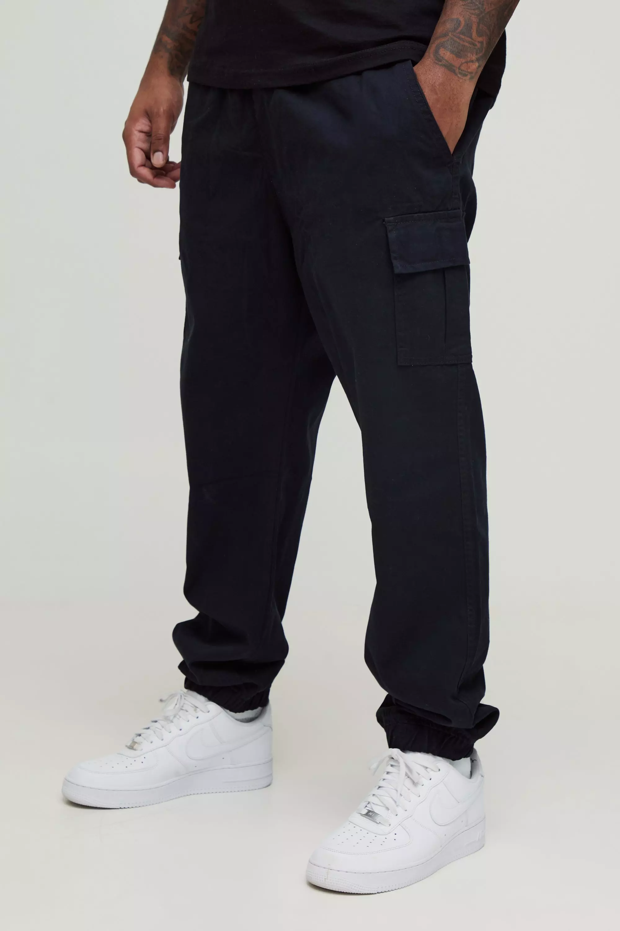 Black Designer Cargo Sweatpants - XXL