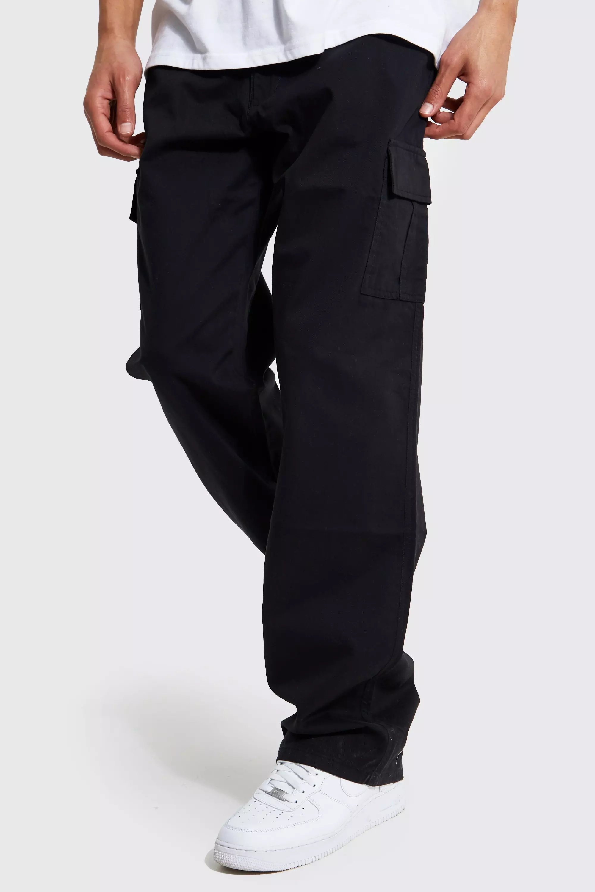 Men's Cargo Trousers Relaxed Fit Cargo 6 Pocket Full Pants Gray at   Men's Clothing store