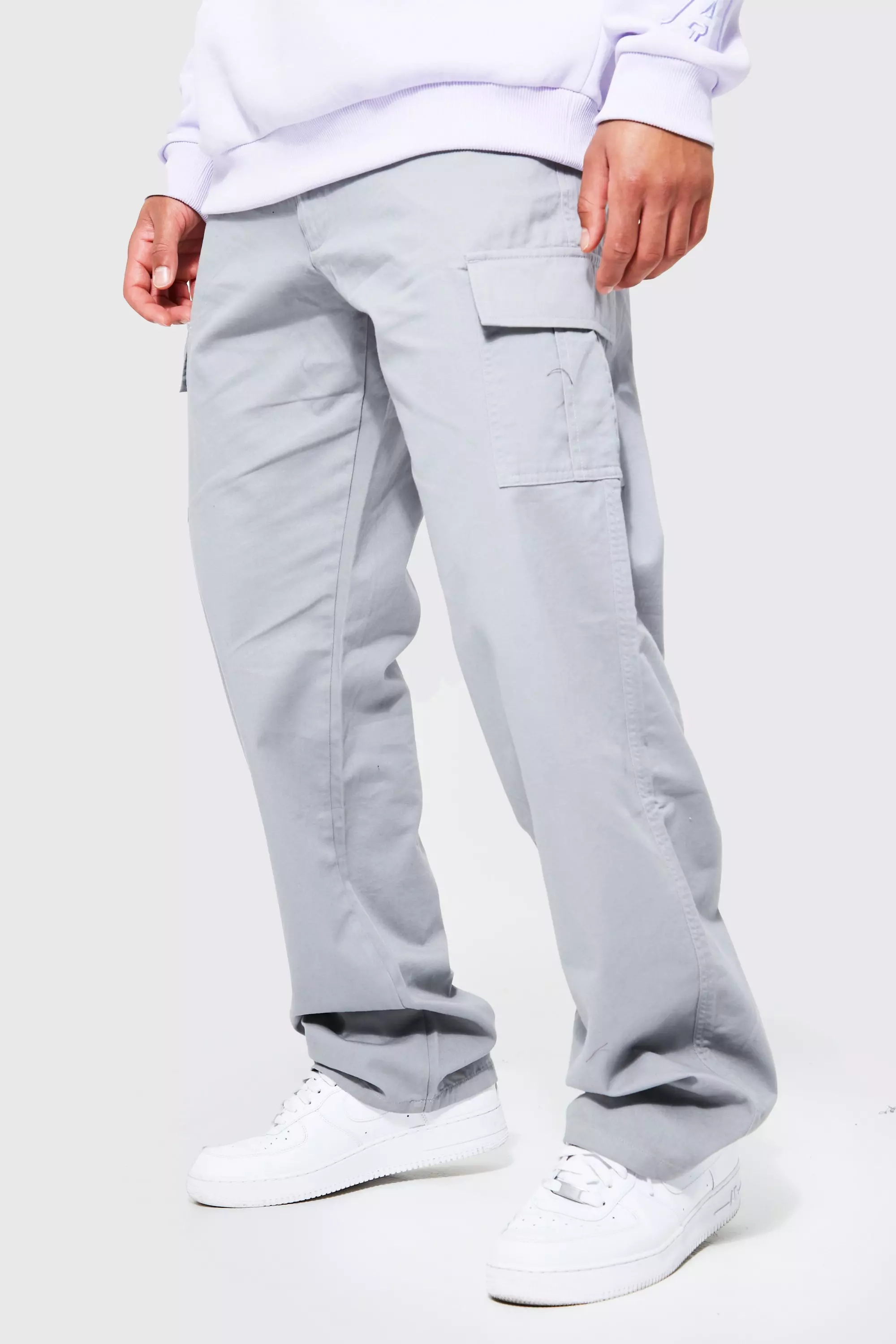Grey Slim Fit Cargo Trousers