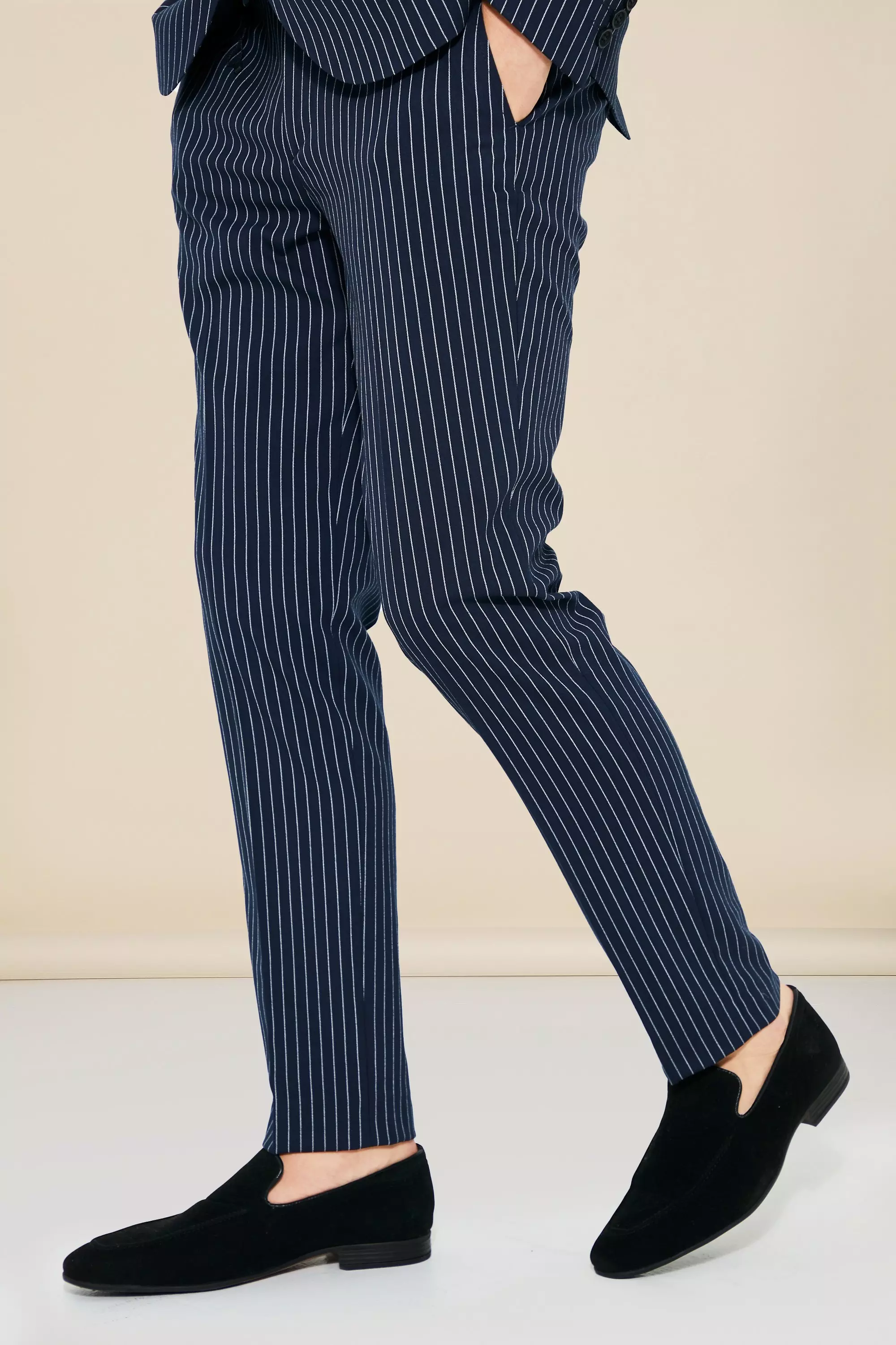 Skinny pinstripe clearance trousers