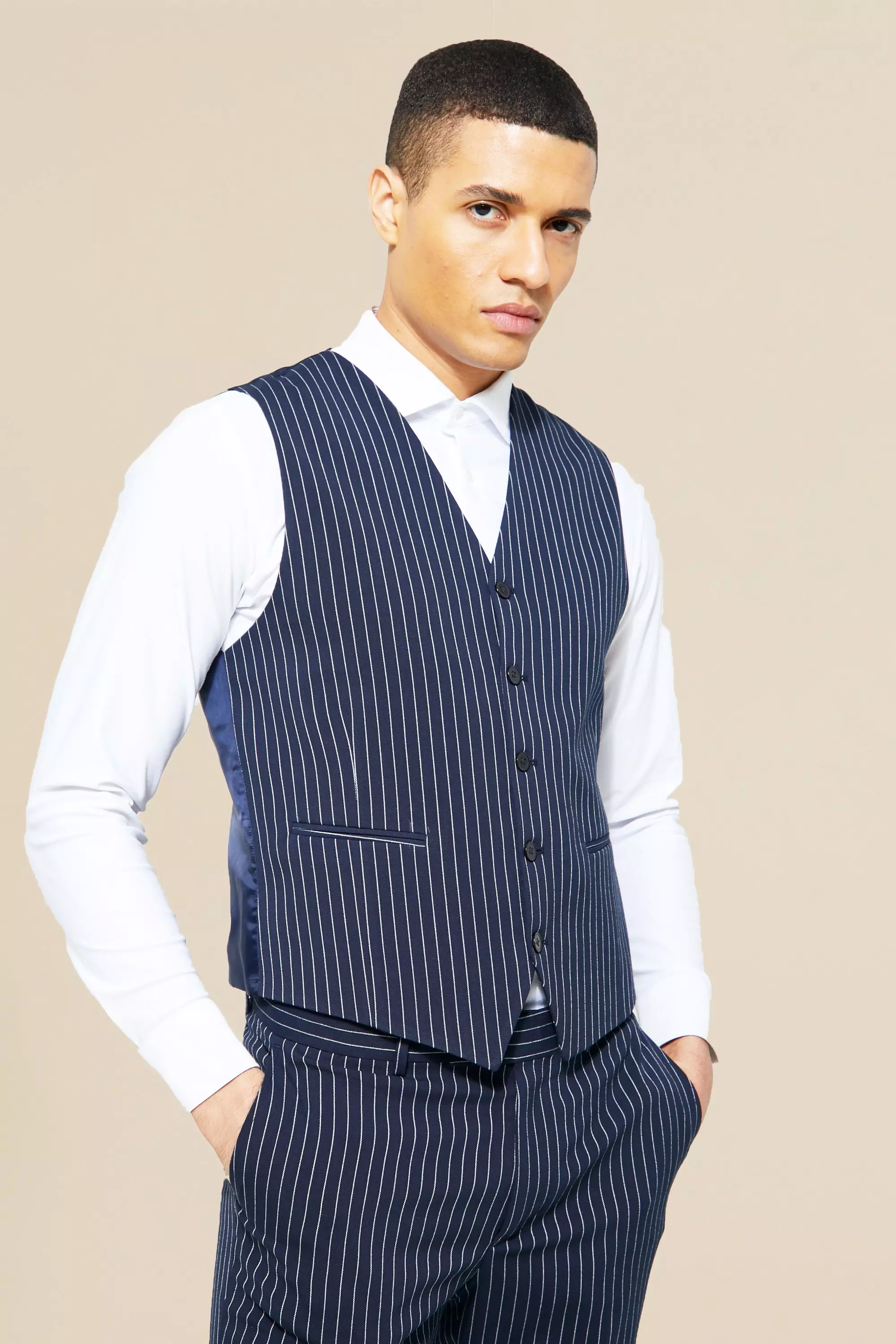 Navy blue deals pinstripe vest