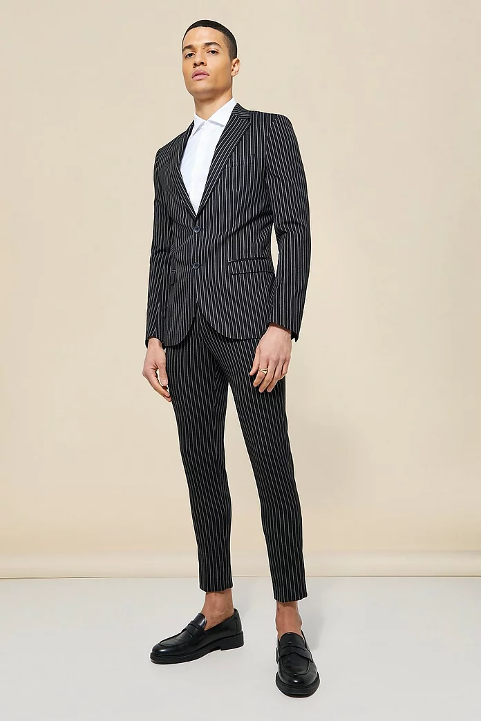 Super Skinny Pinstripe Suit Pants | boohooMAN USA