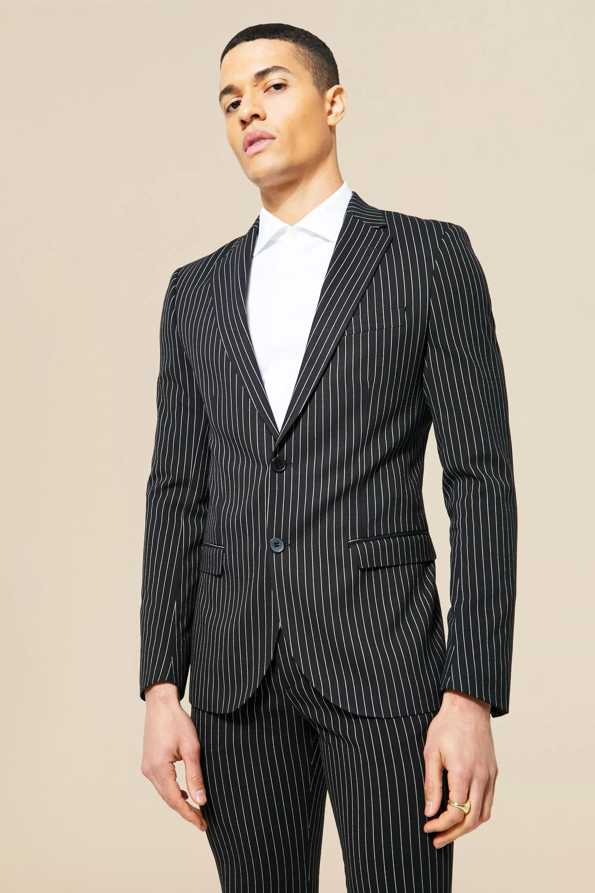 Super Skinny Pinstripe Suit Jacket