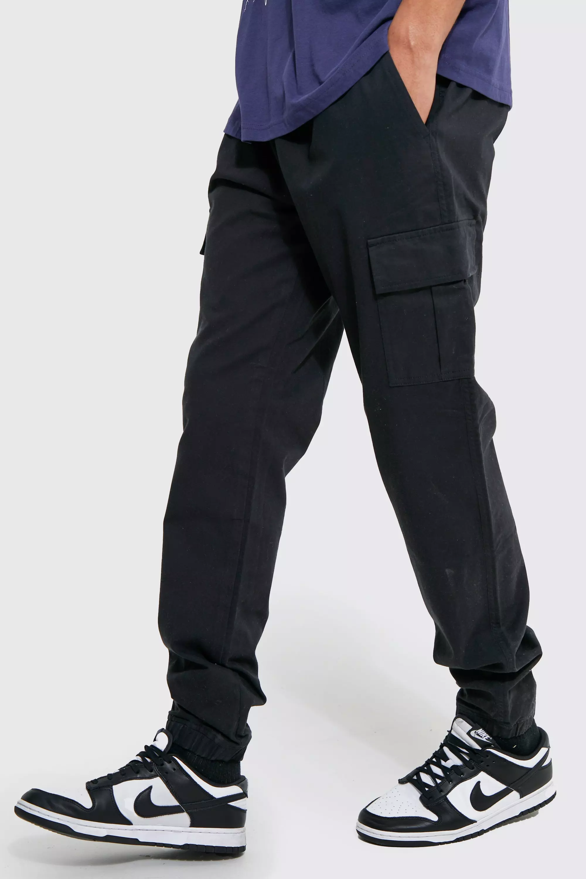 Black Slim-Fit Cargo Pants