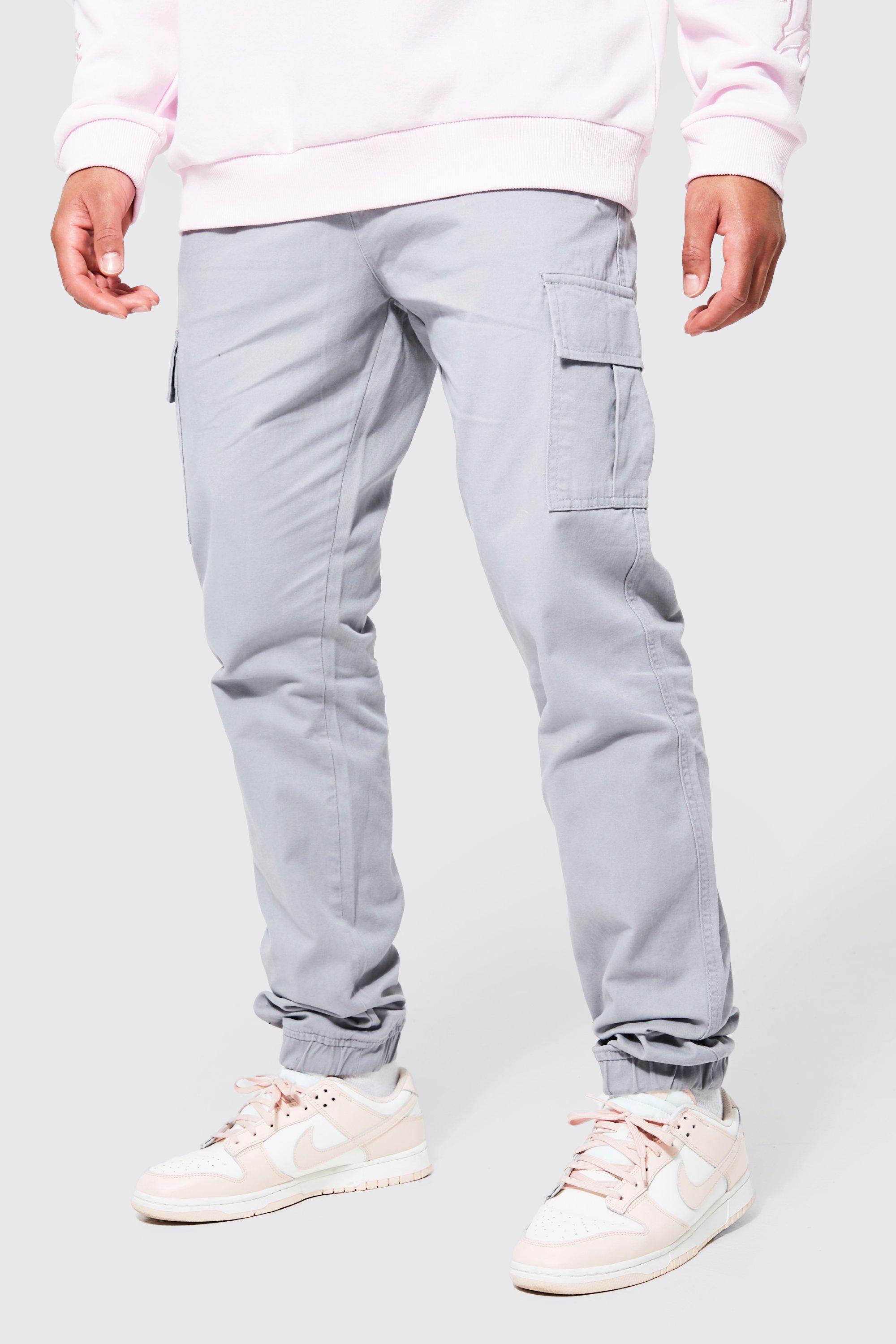 Men's Grey Cargo Trousers | Grey Cargo Trousers For Men | boohooMAN UK