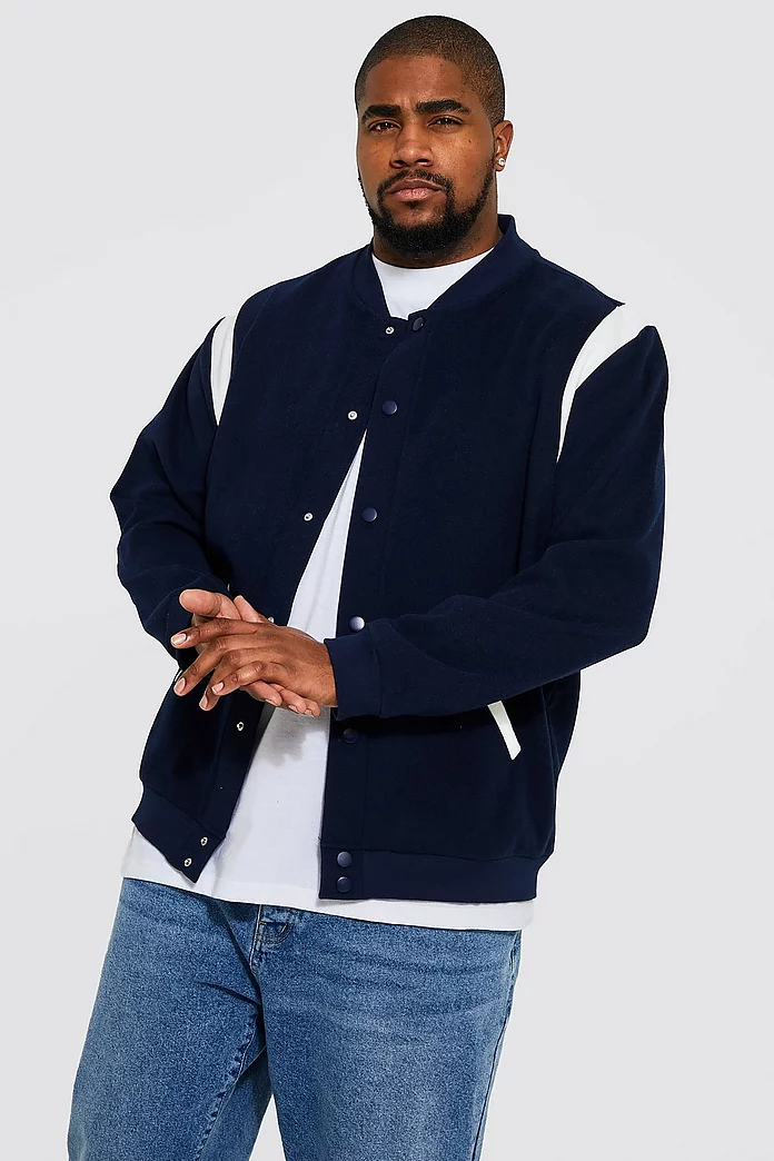 Blue Panelled Varsity Jacket