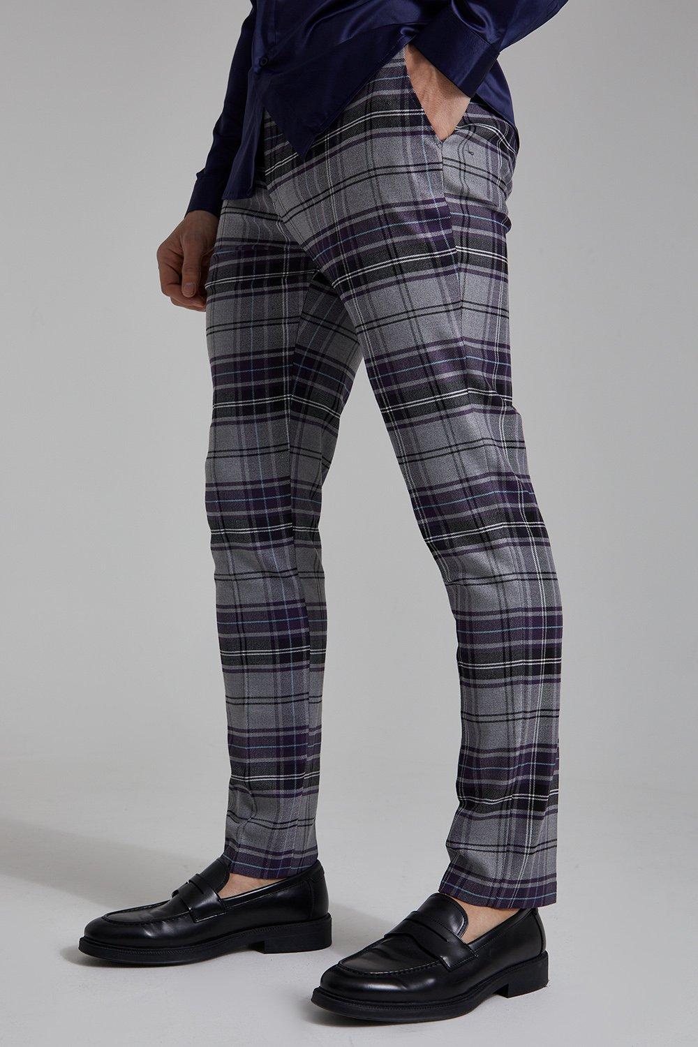 mens purple plaid dress pants