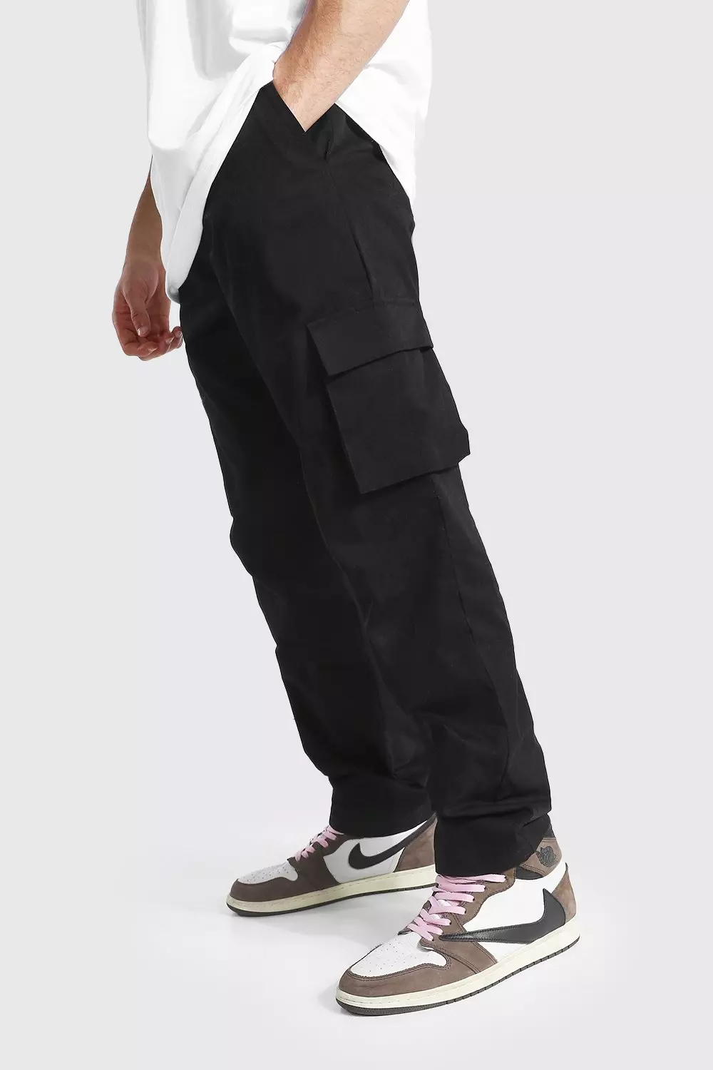 boohooMAN Men's Tall Fixed Relaxed Fit Cargo Pants
