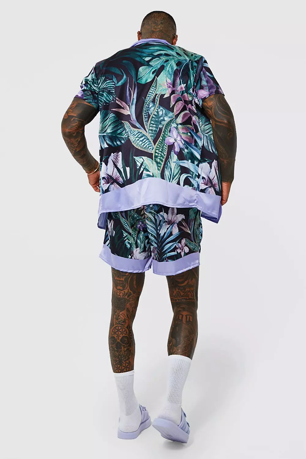 Satin Floral Border Shirt And Shorts