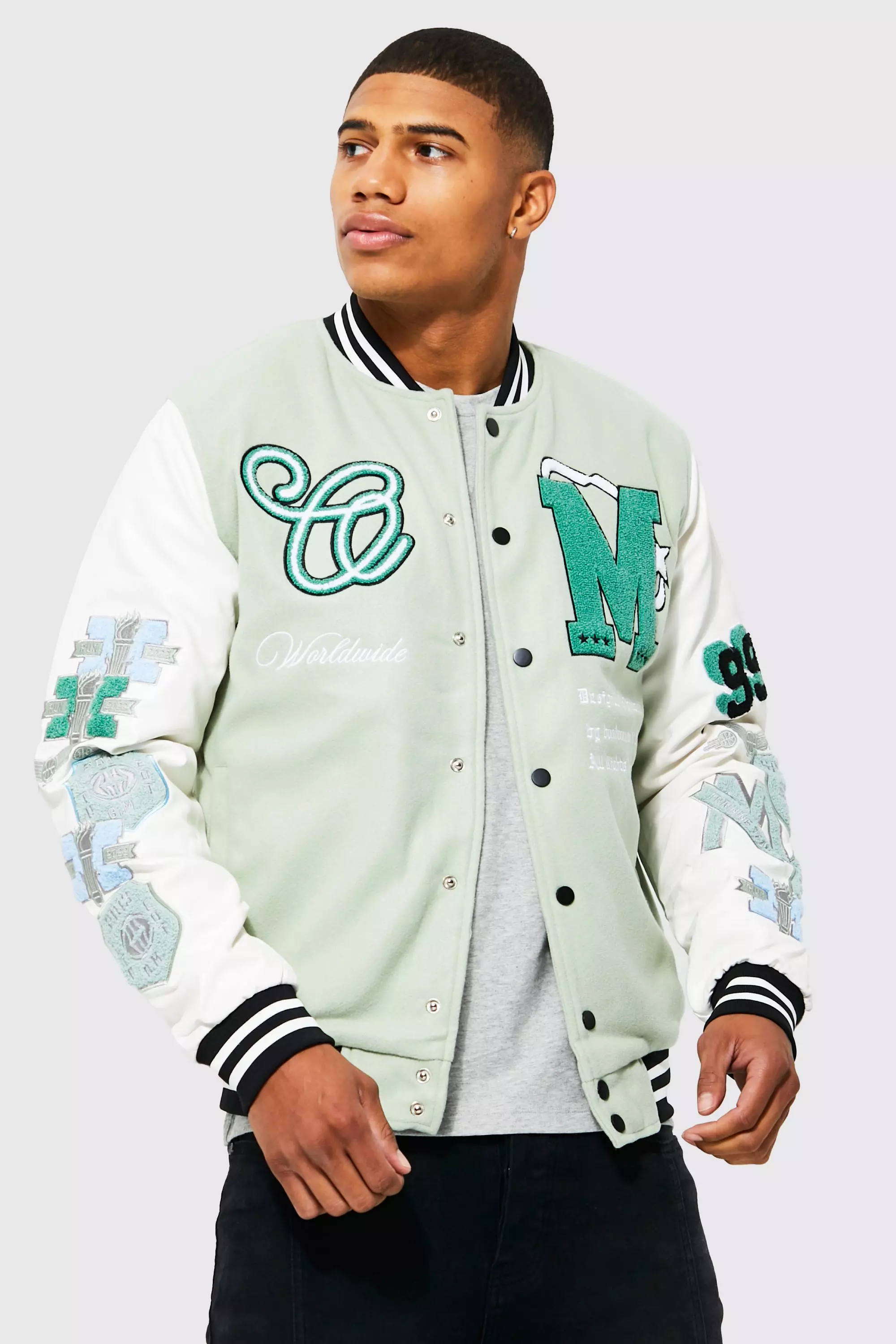 Slim fit best sale varsity jacket