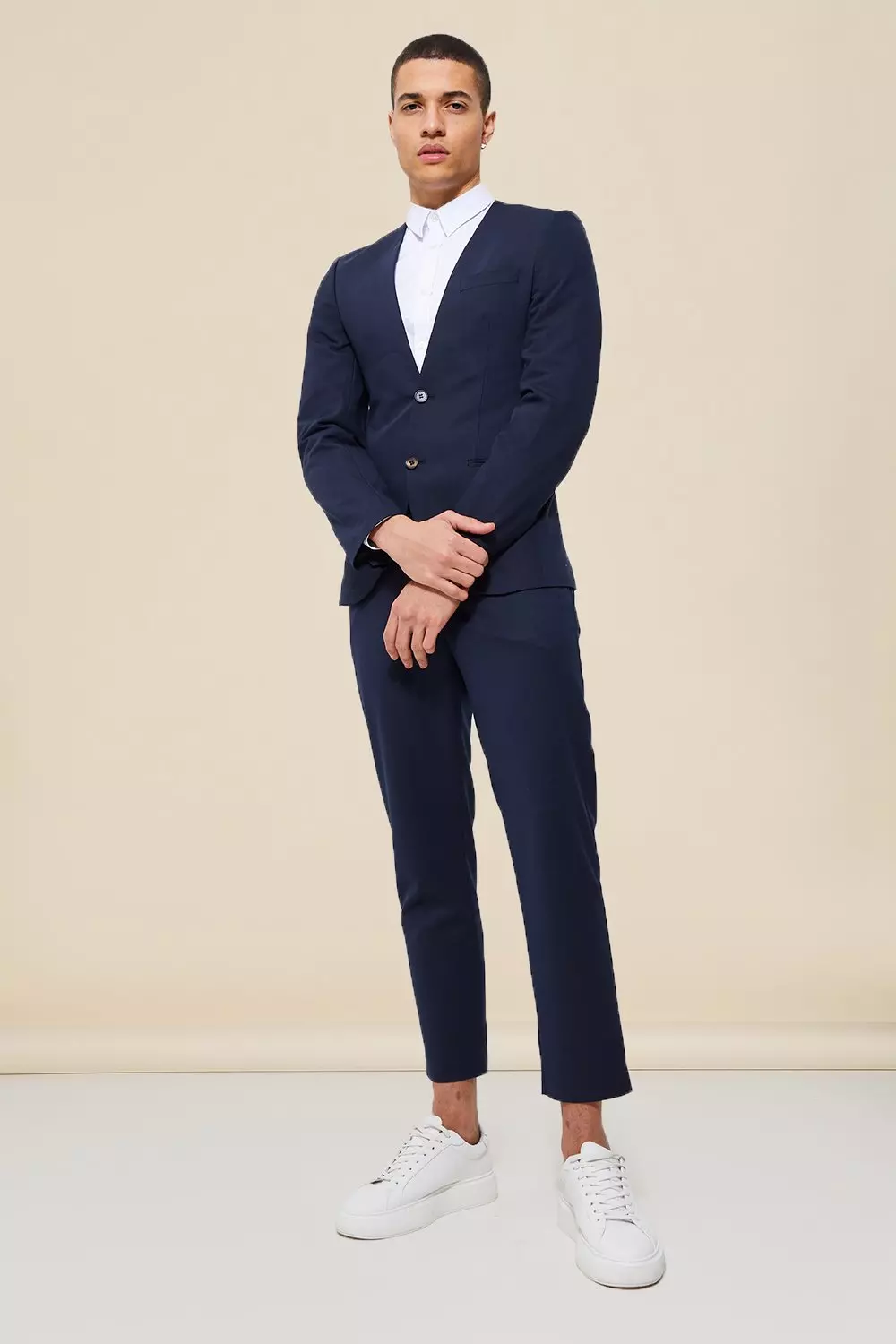 Collarless Suit Jacket | boohooMAN