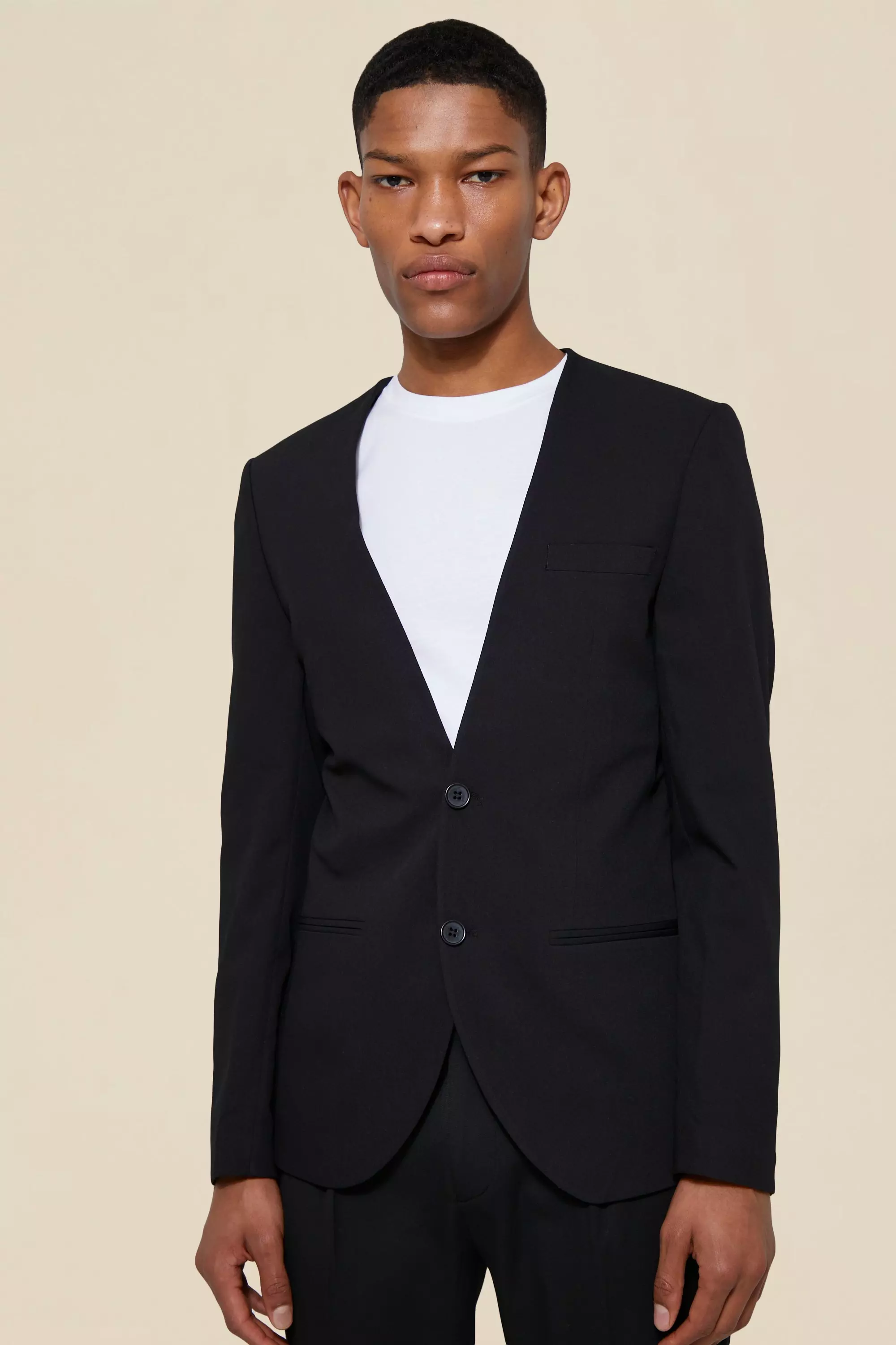 Collarless discount blazer men