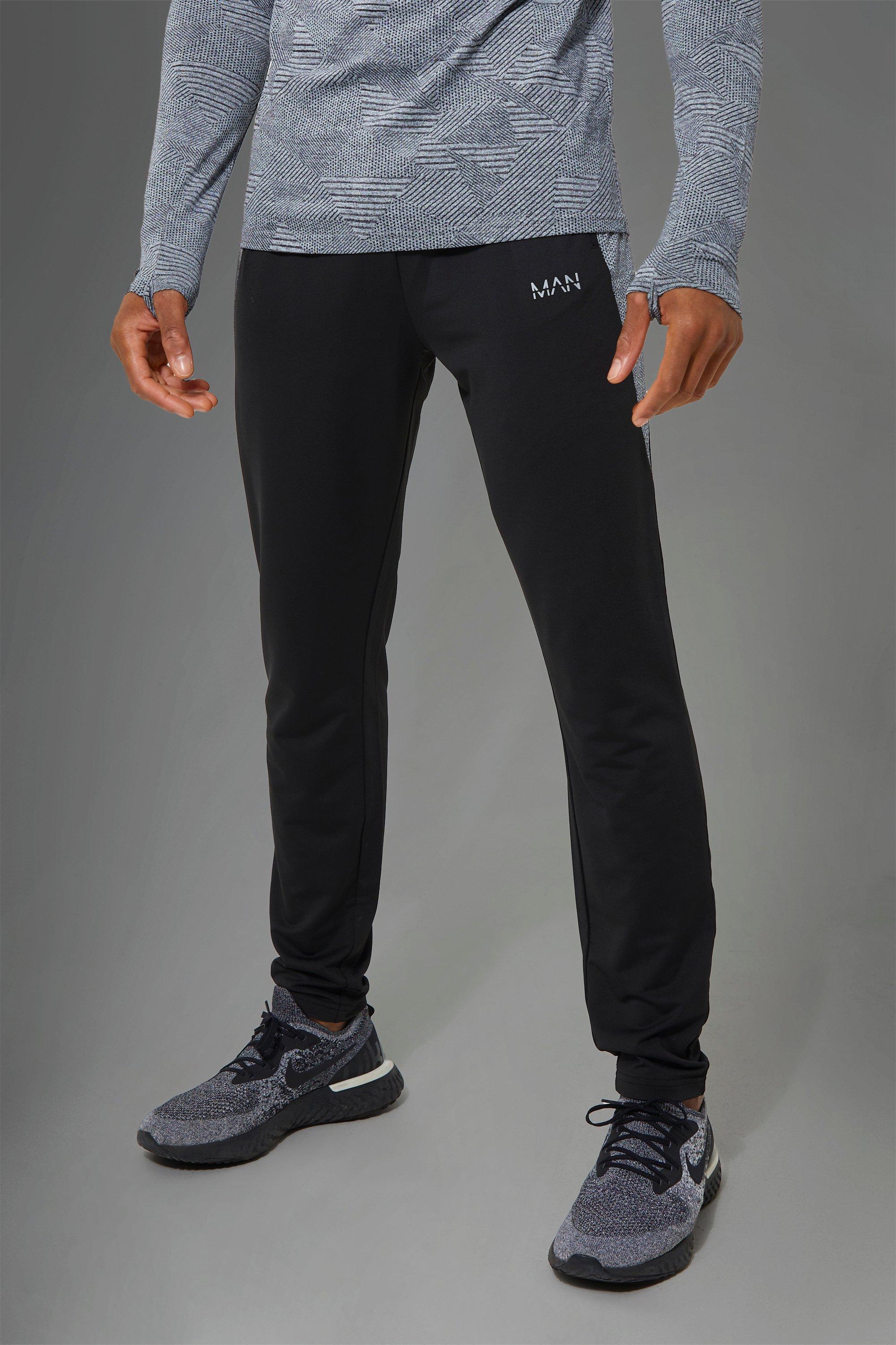 Mens Black Man Active Gym Jacquard Panel Jogger, Black