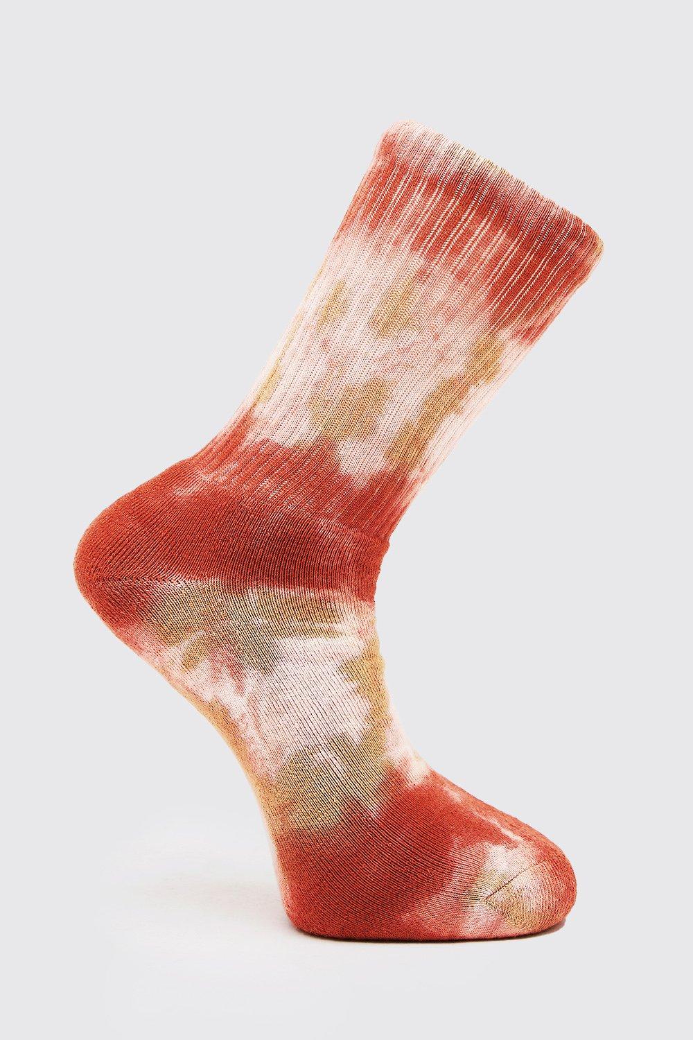 Mens Orange 1 Pack Swirl Tie-dye Sock, Orange