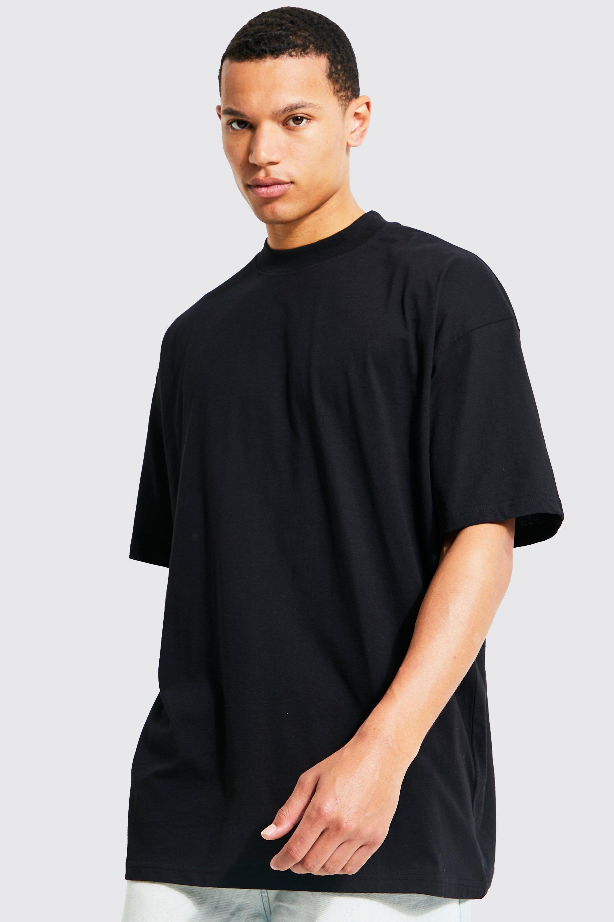 Image of T-shirt Tall comoda Basic con girocollo esteso, Nero