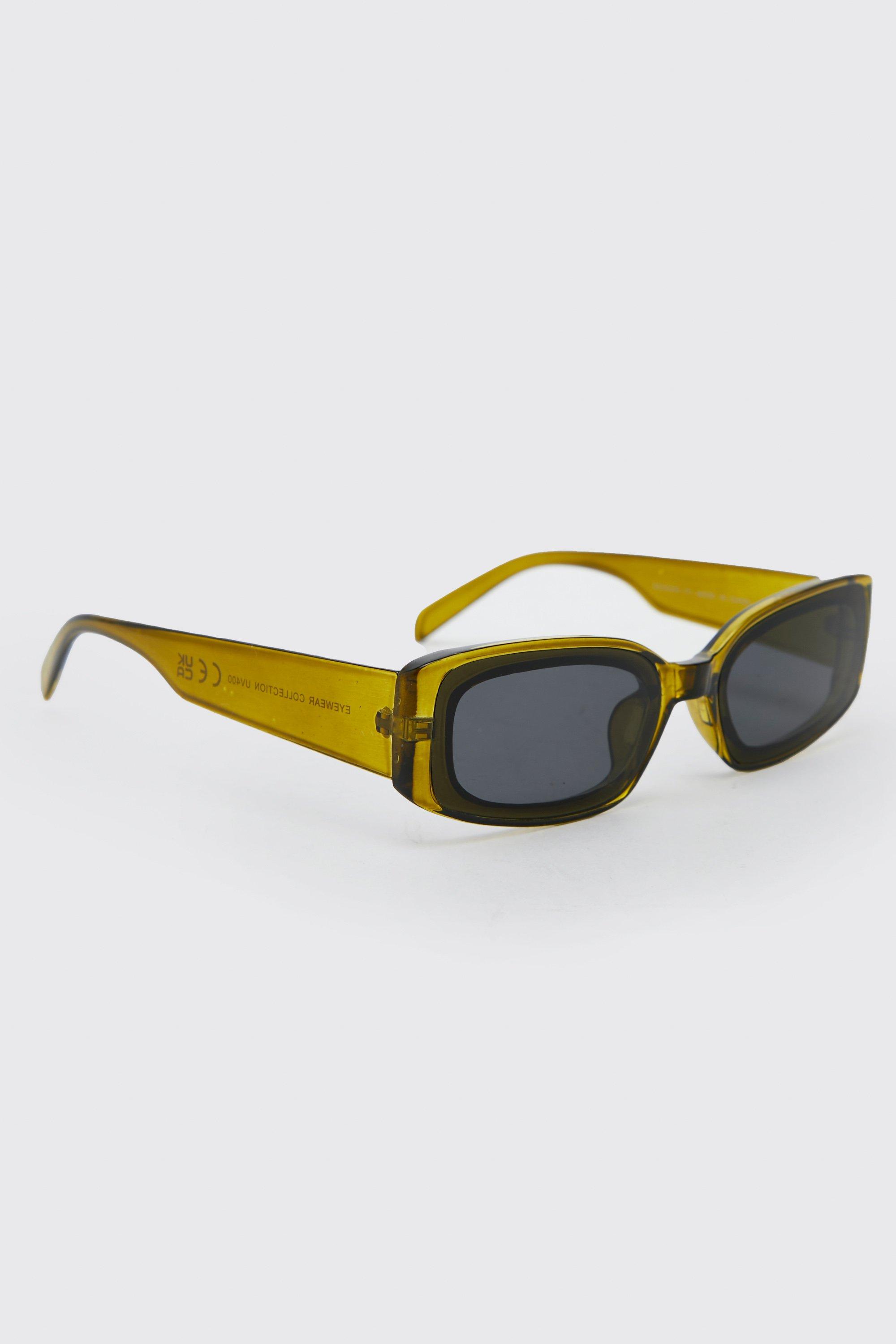 men's plastic overlay rectangular sunglasses - green - one size, green