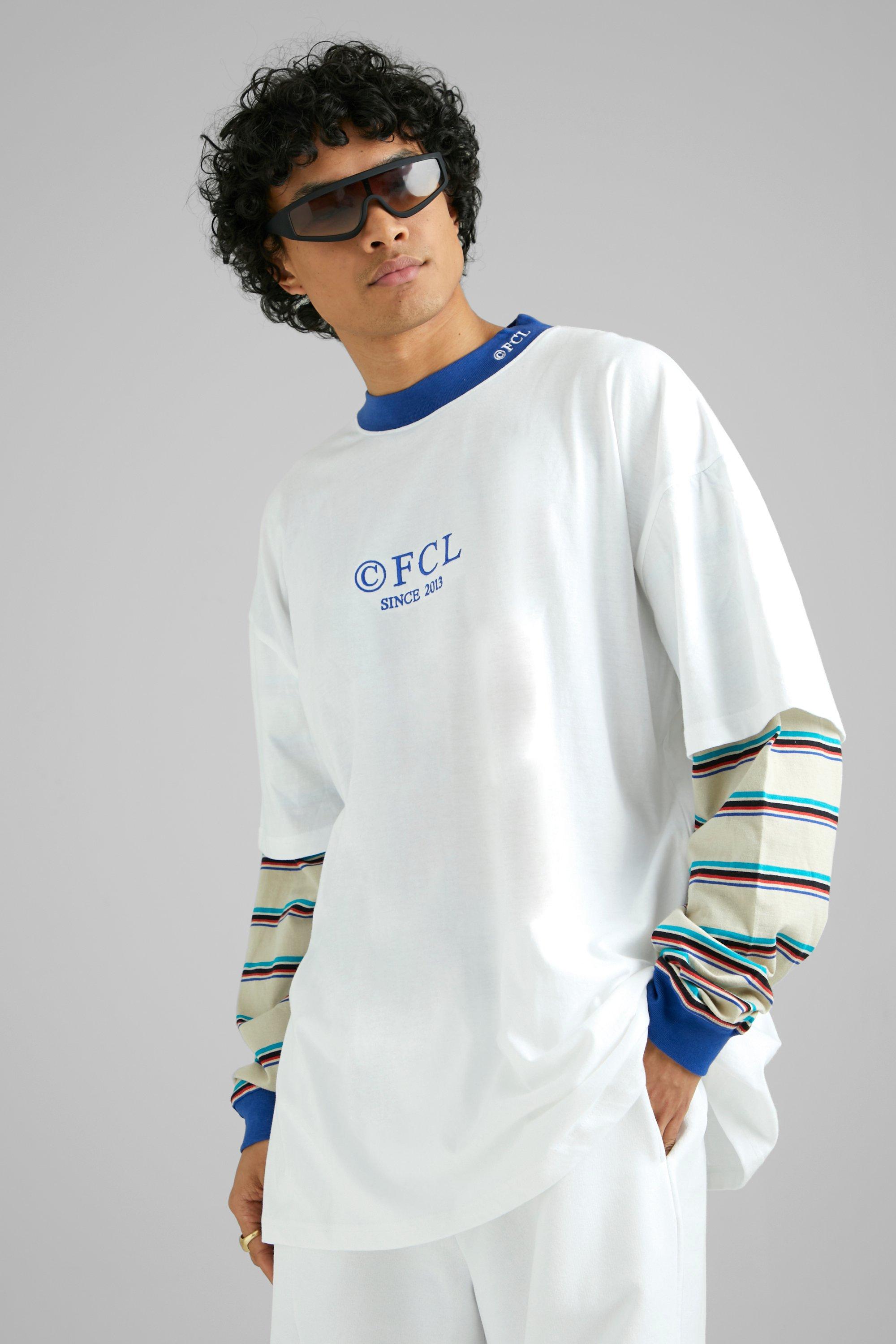 Read more about Men s tall oversized faux layer long sleeve t-shirt - white - xl white