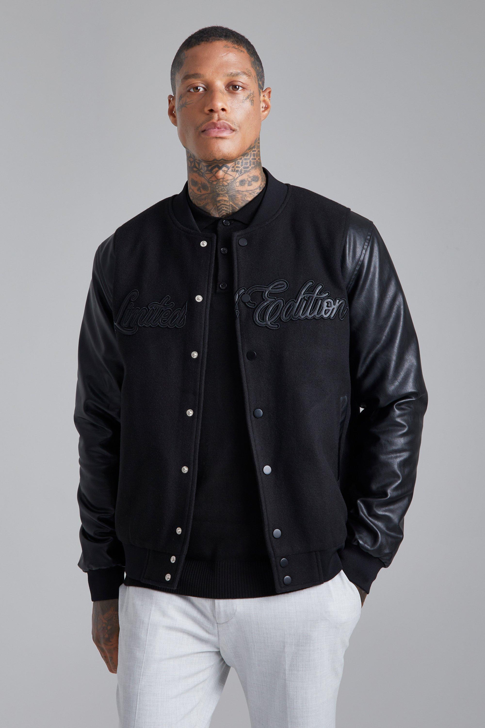 Bomber in melton Limited Edition tono su tono, Nero