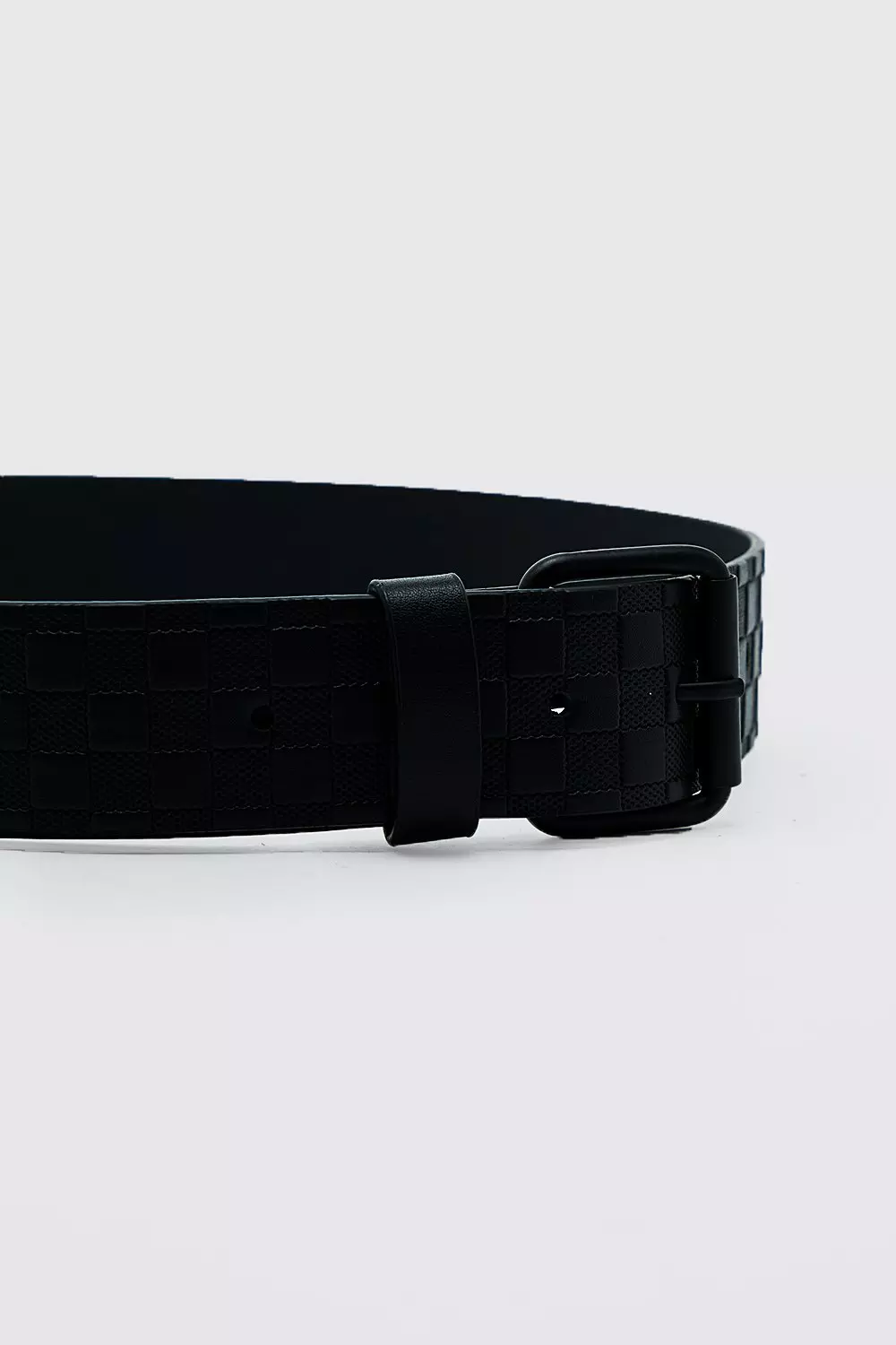 Faux Leather Embossed Checkerboard Belt