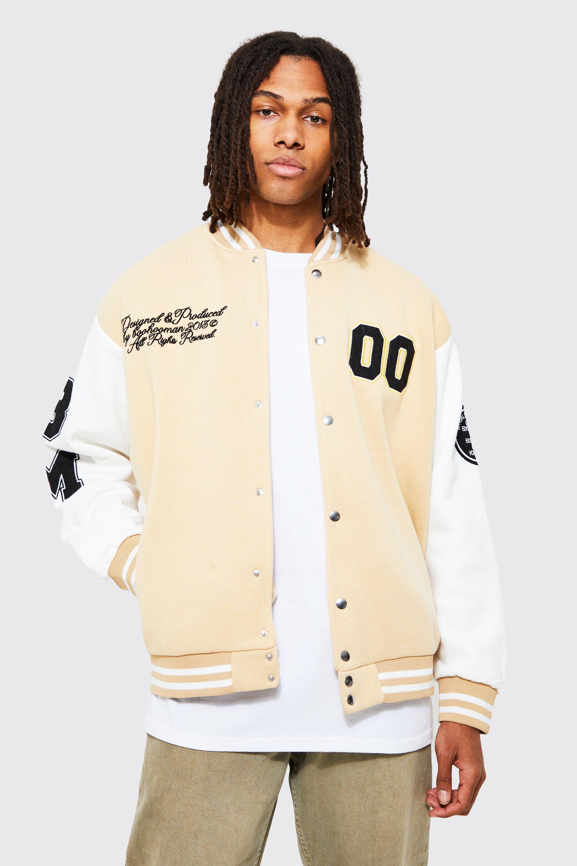 Bomber Oversize Style Universitaire À Écusson - Marron Sable - L, Marron Sable