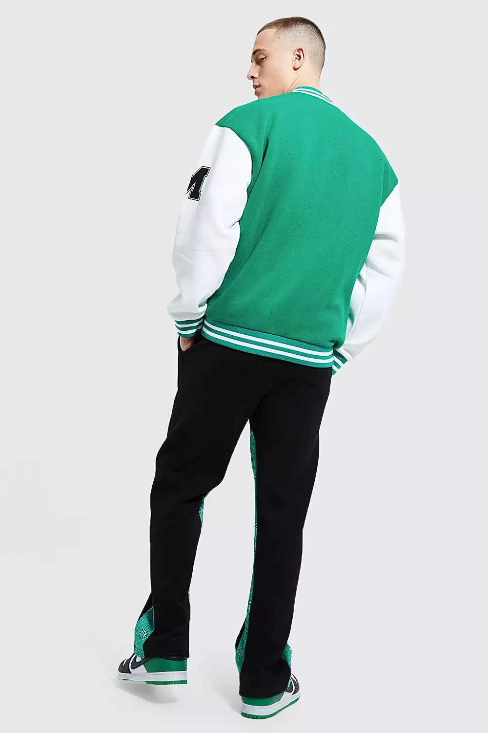 Oversized Badge Jersey Varsity Jacket