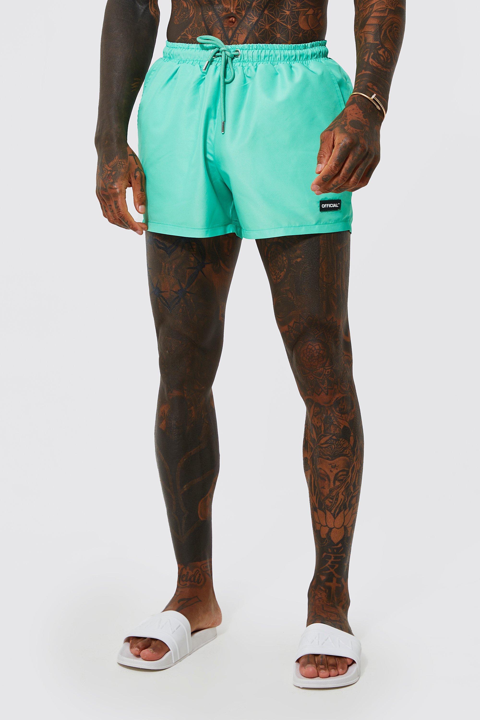 men's short length official tab swim shorts - green - xl, green