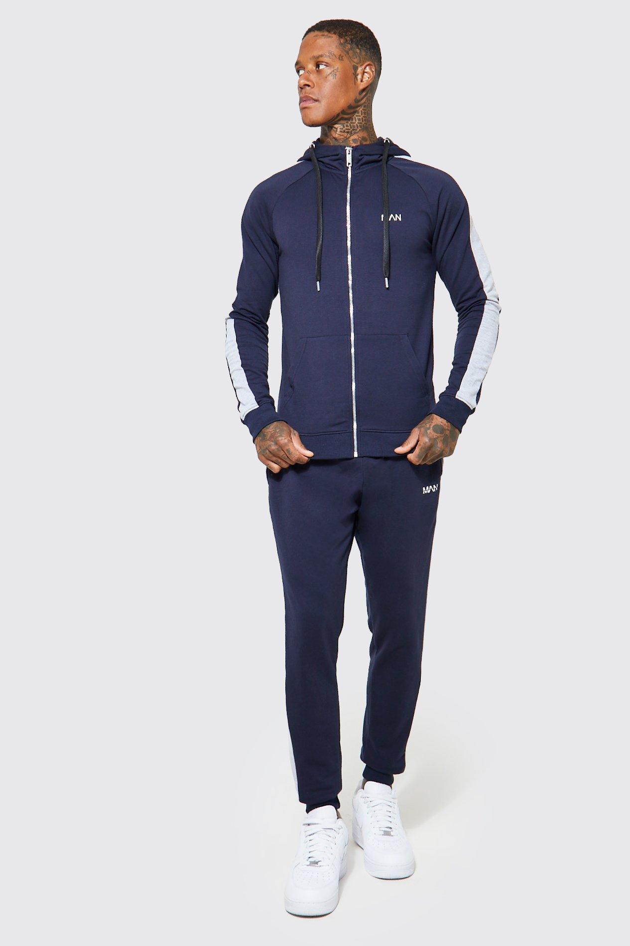 muscle fit tracksuit mens