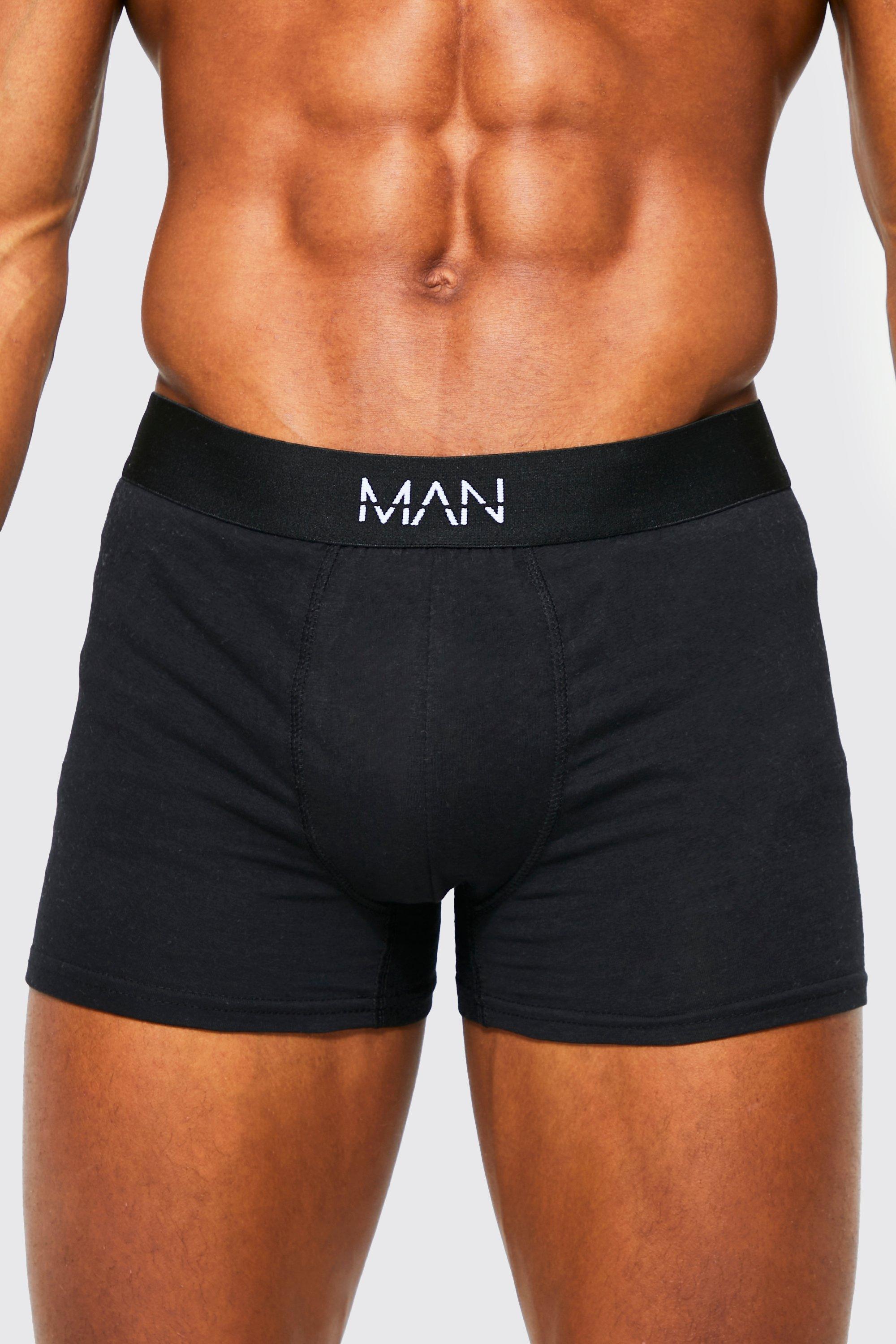 Mens Black 5 Pack Man Dash Mixed Waistband Trunk, Black
