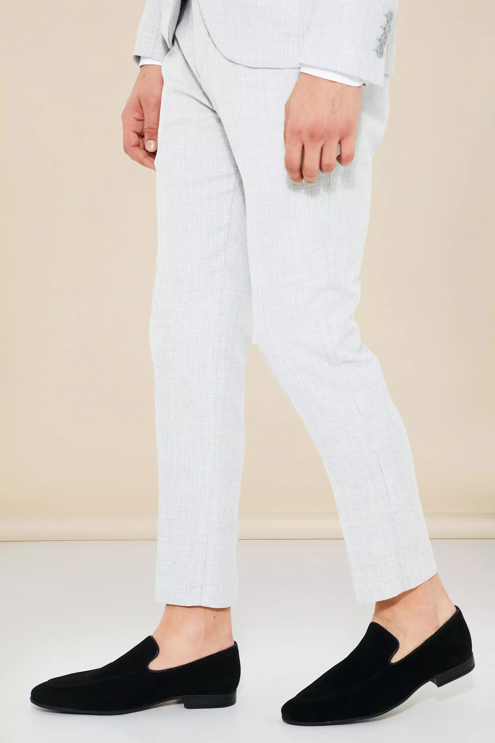 Textured Slim Cropped Trousers