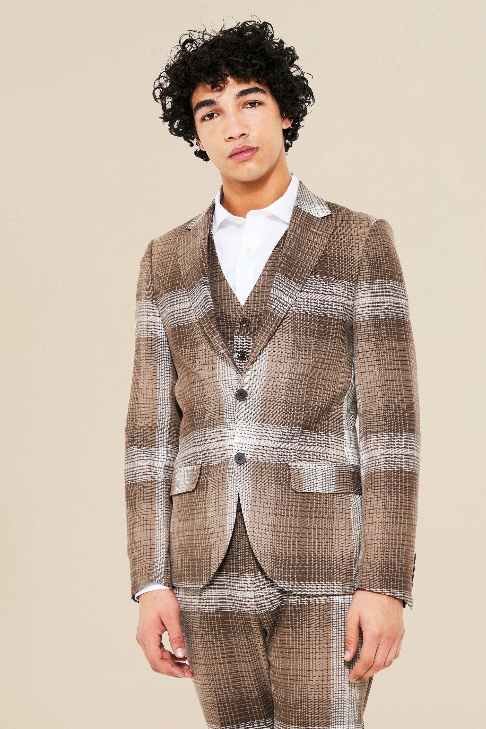 mens skinny checked suit