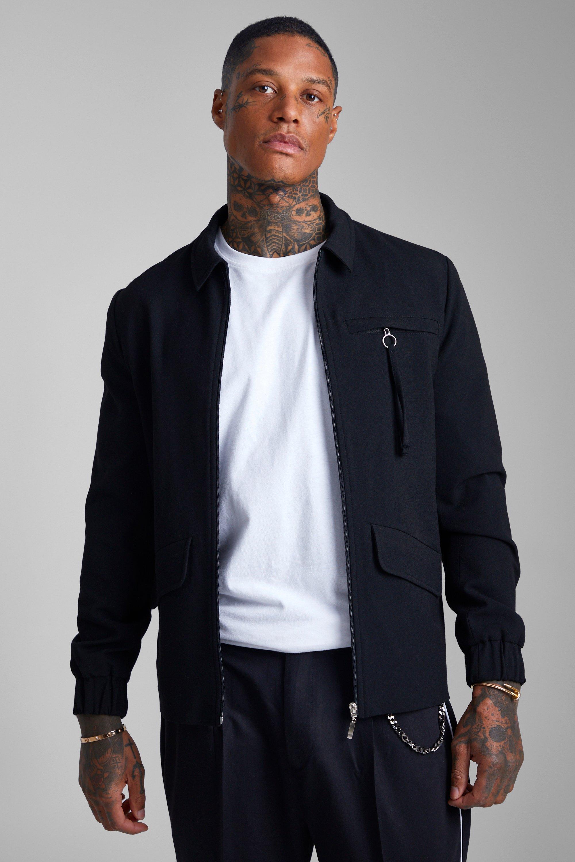 veste harrington à poches multiples homme - noir - xs, noir
