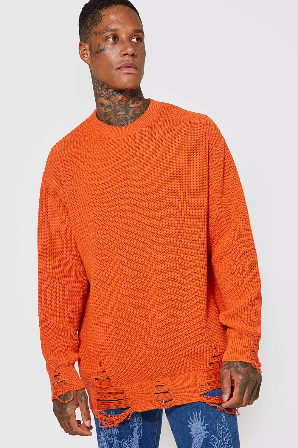 Distressed knit outlet sweater