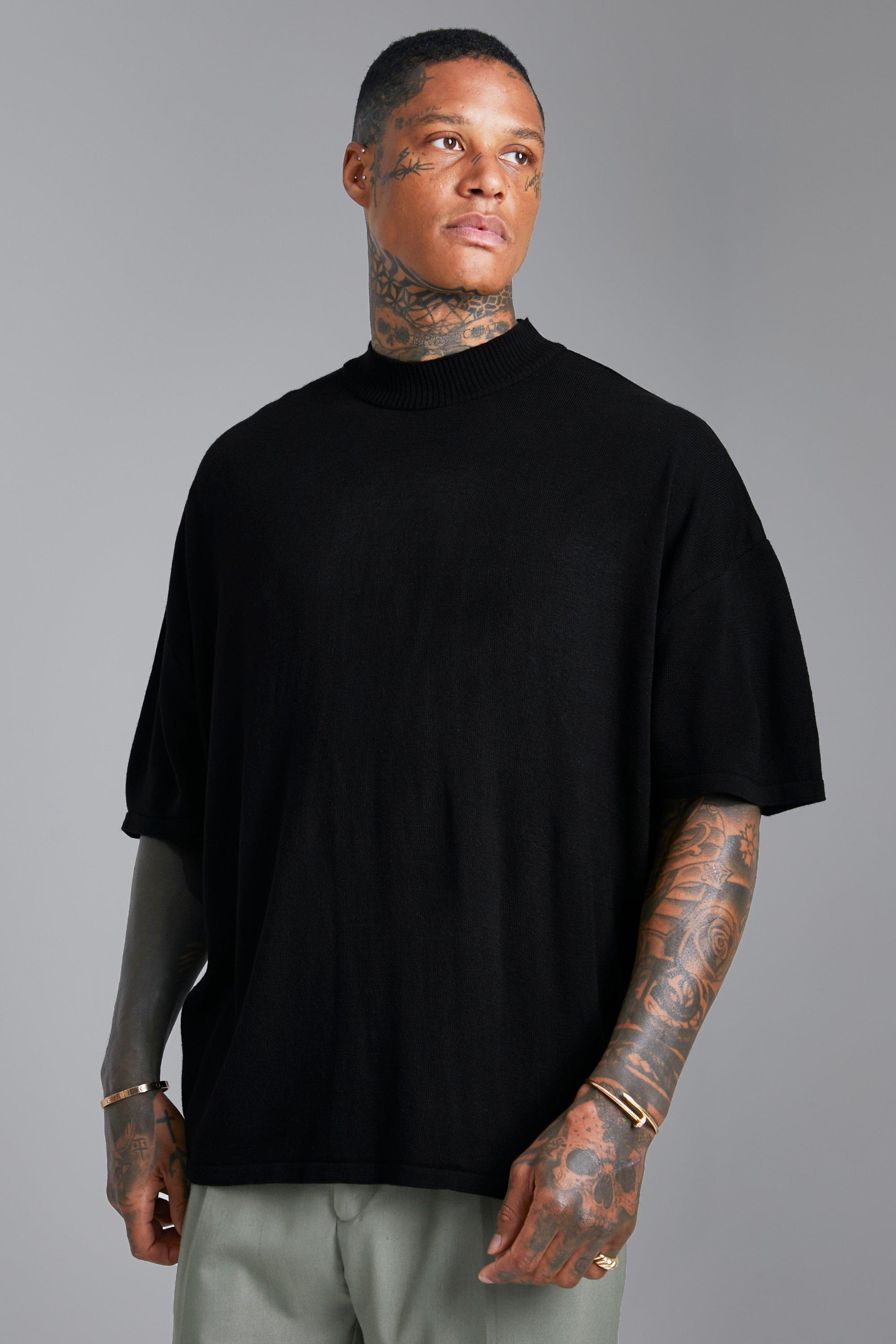 T-Shirt Oversize À Col Montant - Noir - Xs, Noir