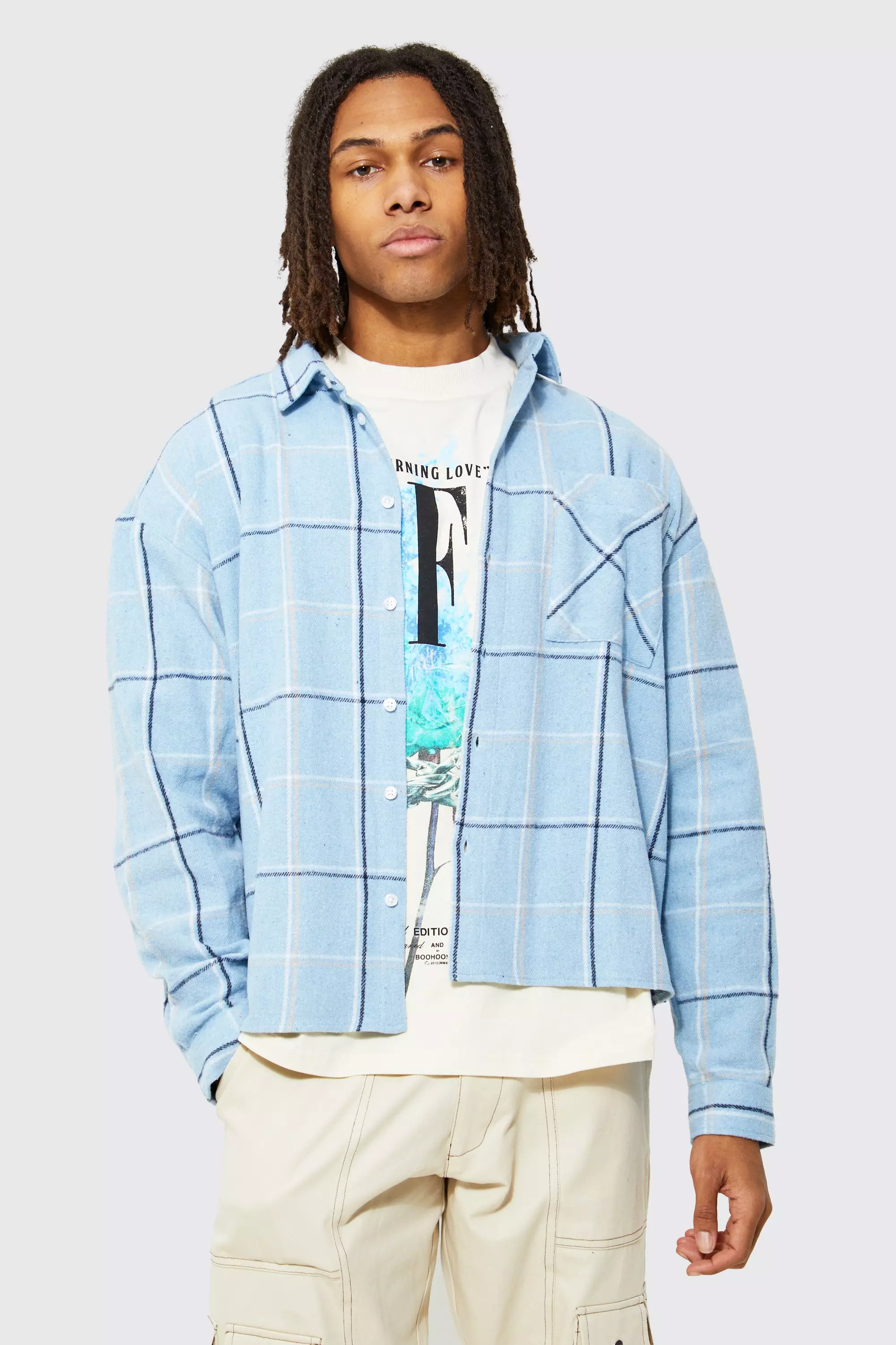 Heavyweight Hooded Flannel Shirt - Blue