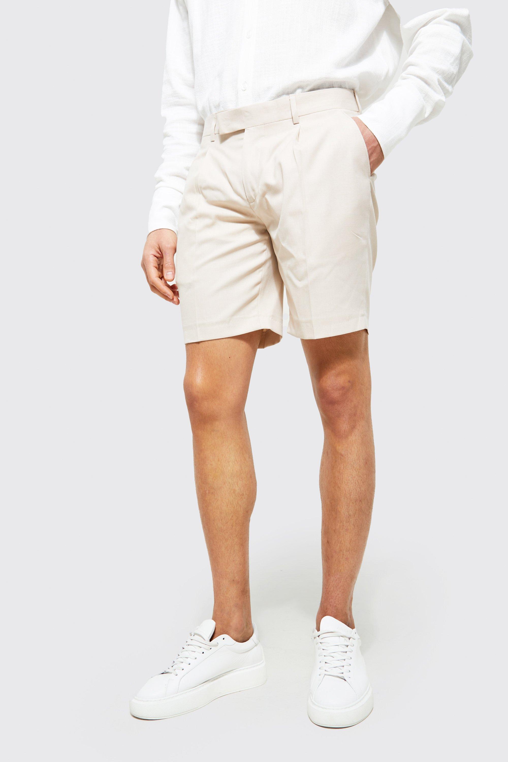 slim fit white shorts