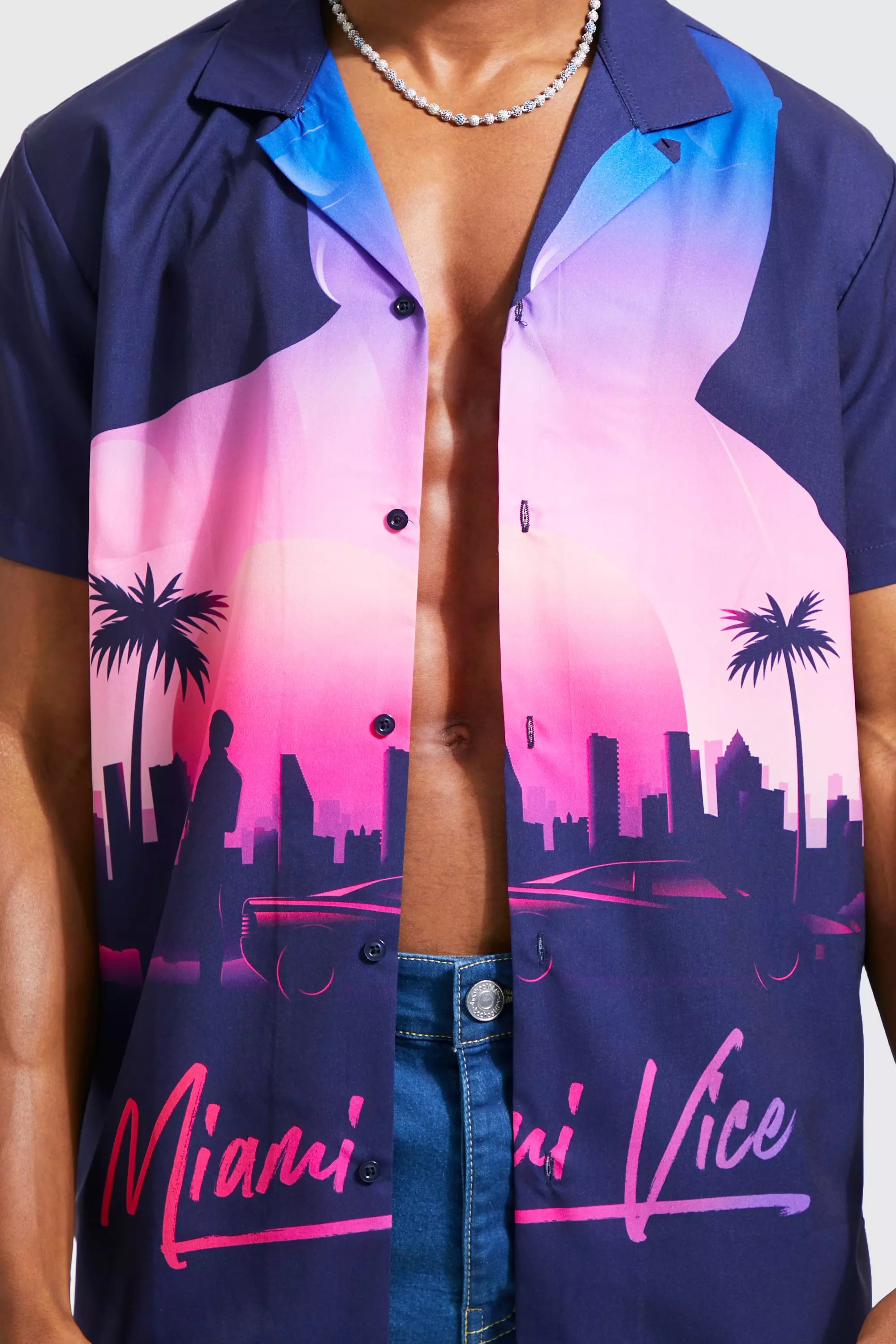 boohooMAN Oversized Miami Vice License T-Shirt - White - Size L