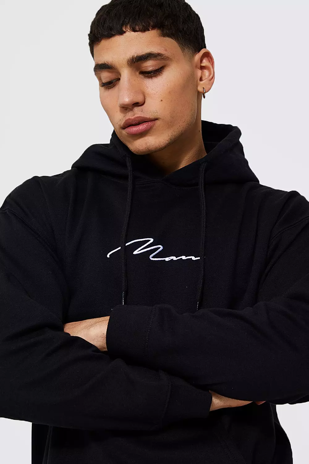 Black hoodie online boohooman