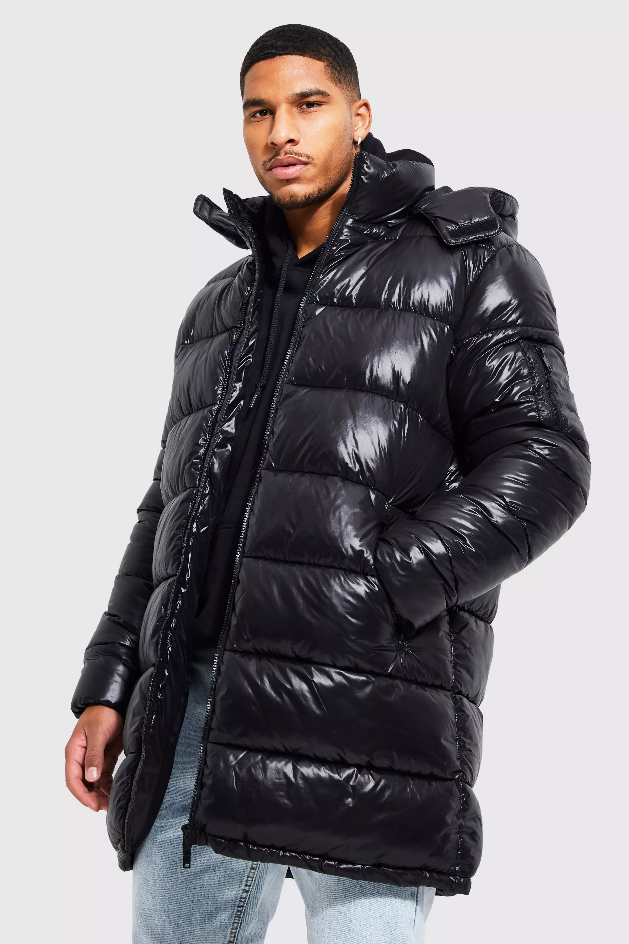 Mens high 2025 shine puffer jacket