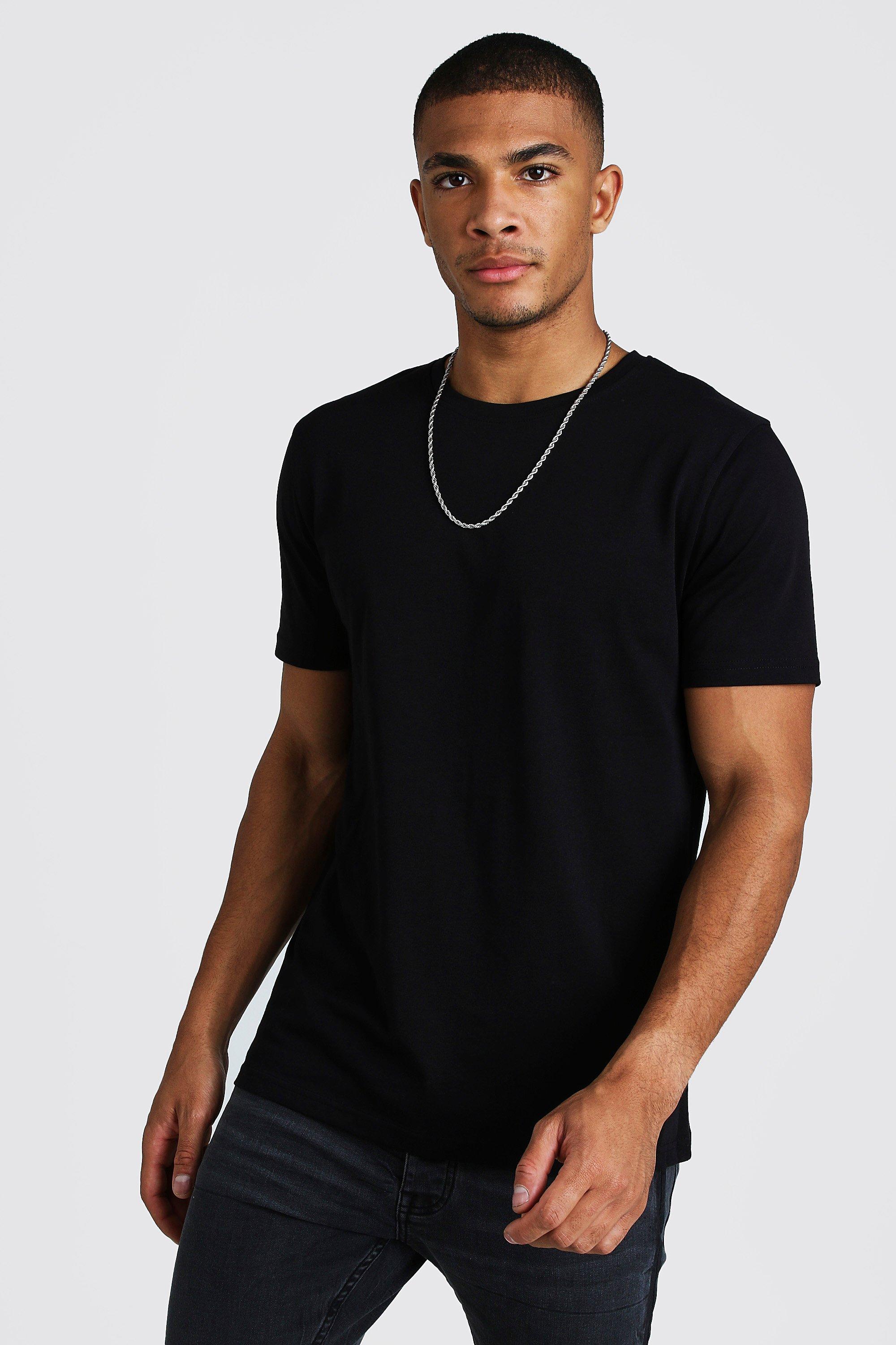 Mens Black Basic Crew Neck T Shirt, Black