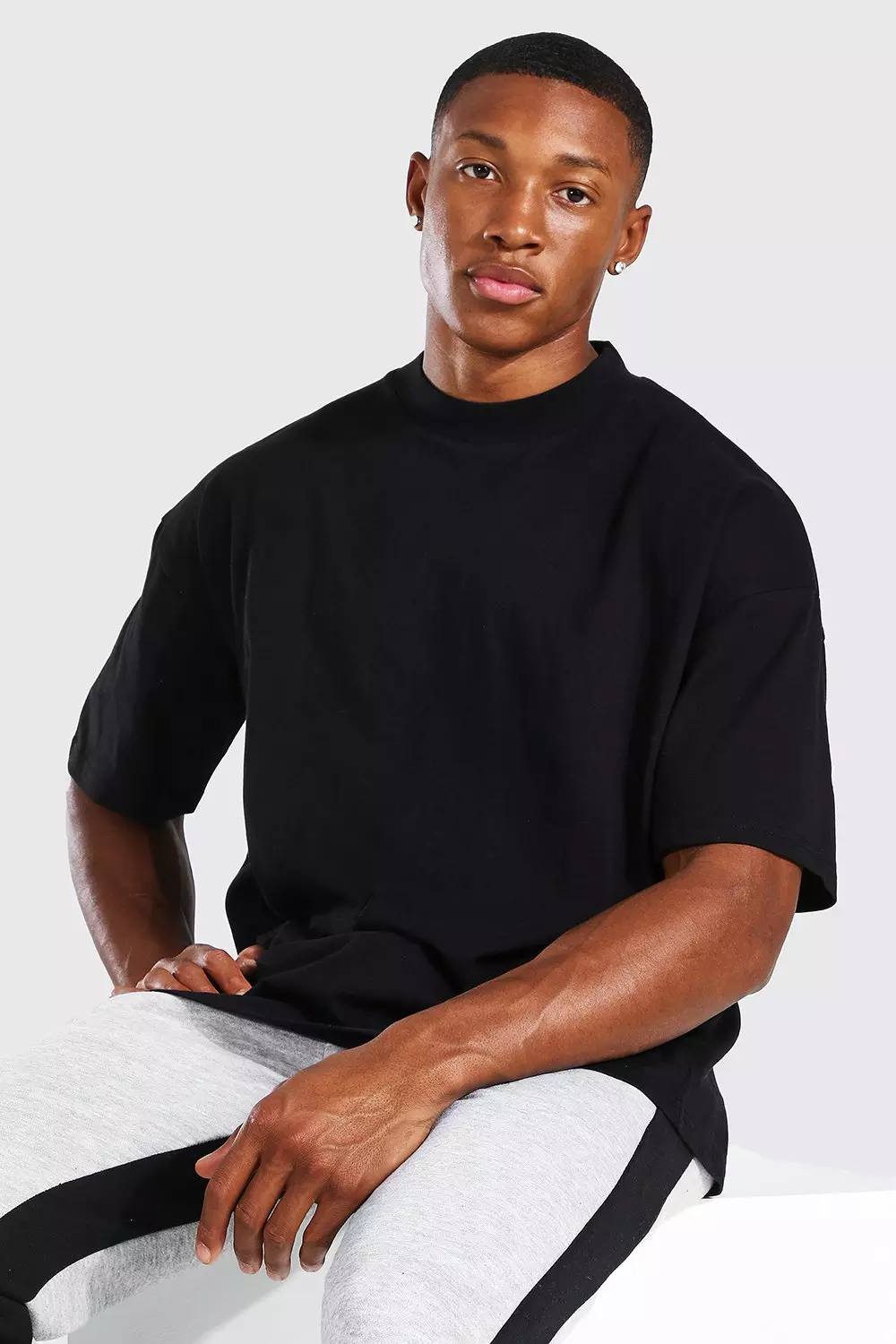 3XL Bigdude Men's Plain Crew Neck T-Shirt Black by Big Dude Clothing