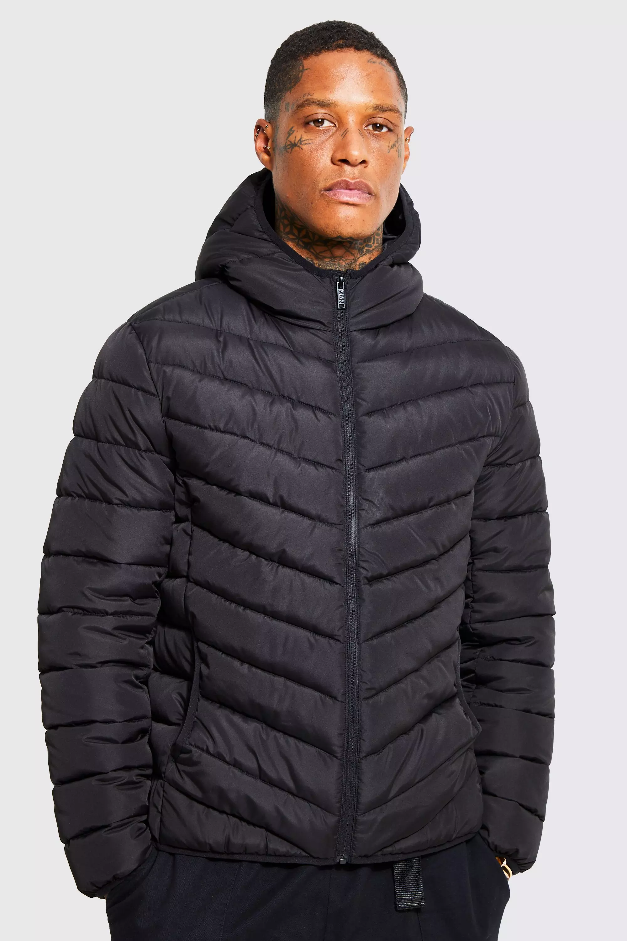 Quilted Zip Through Jacket With Hood