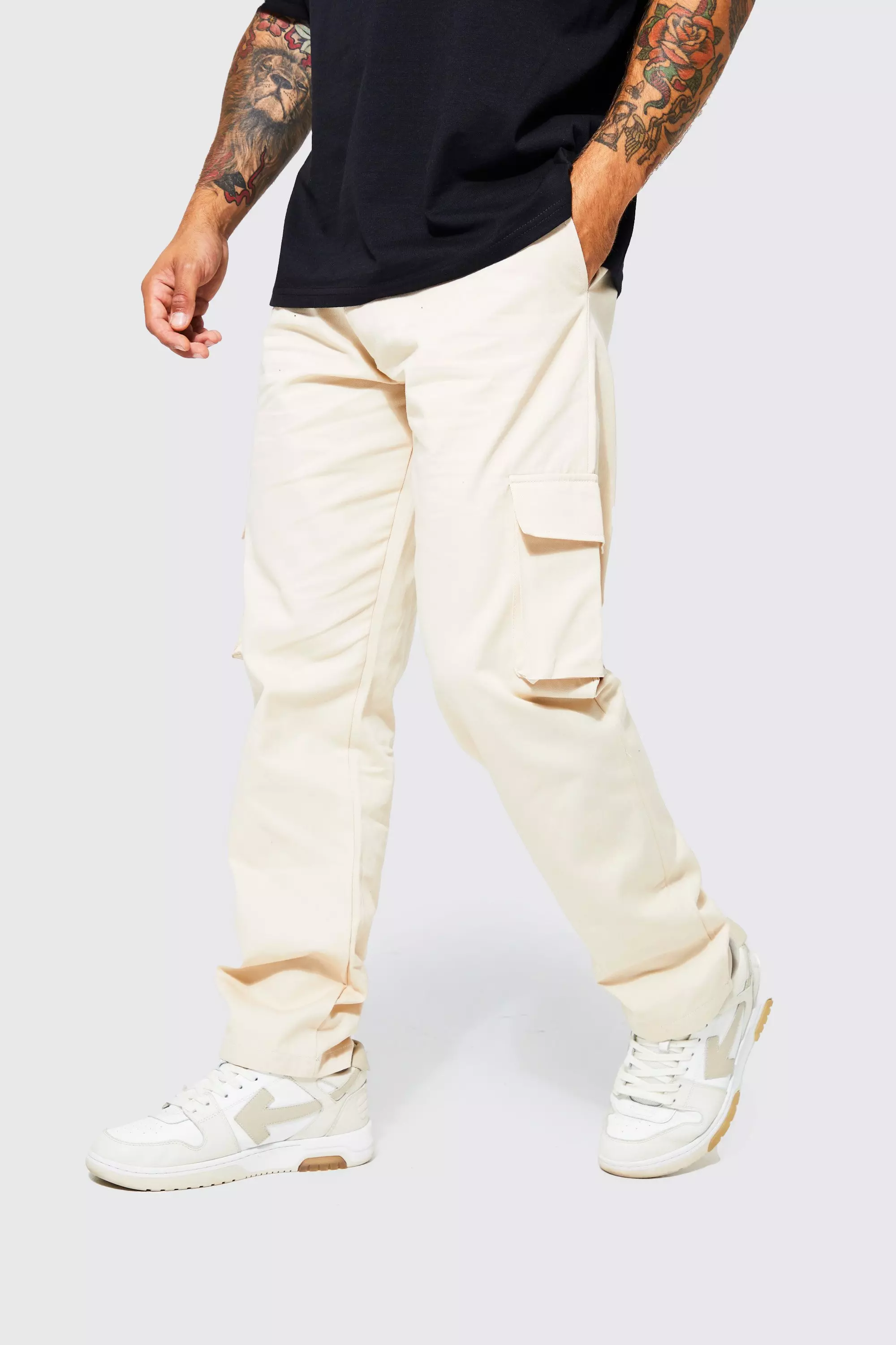 Fixed Waist relaxed Fit Cargo Chino Pants