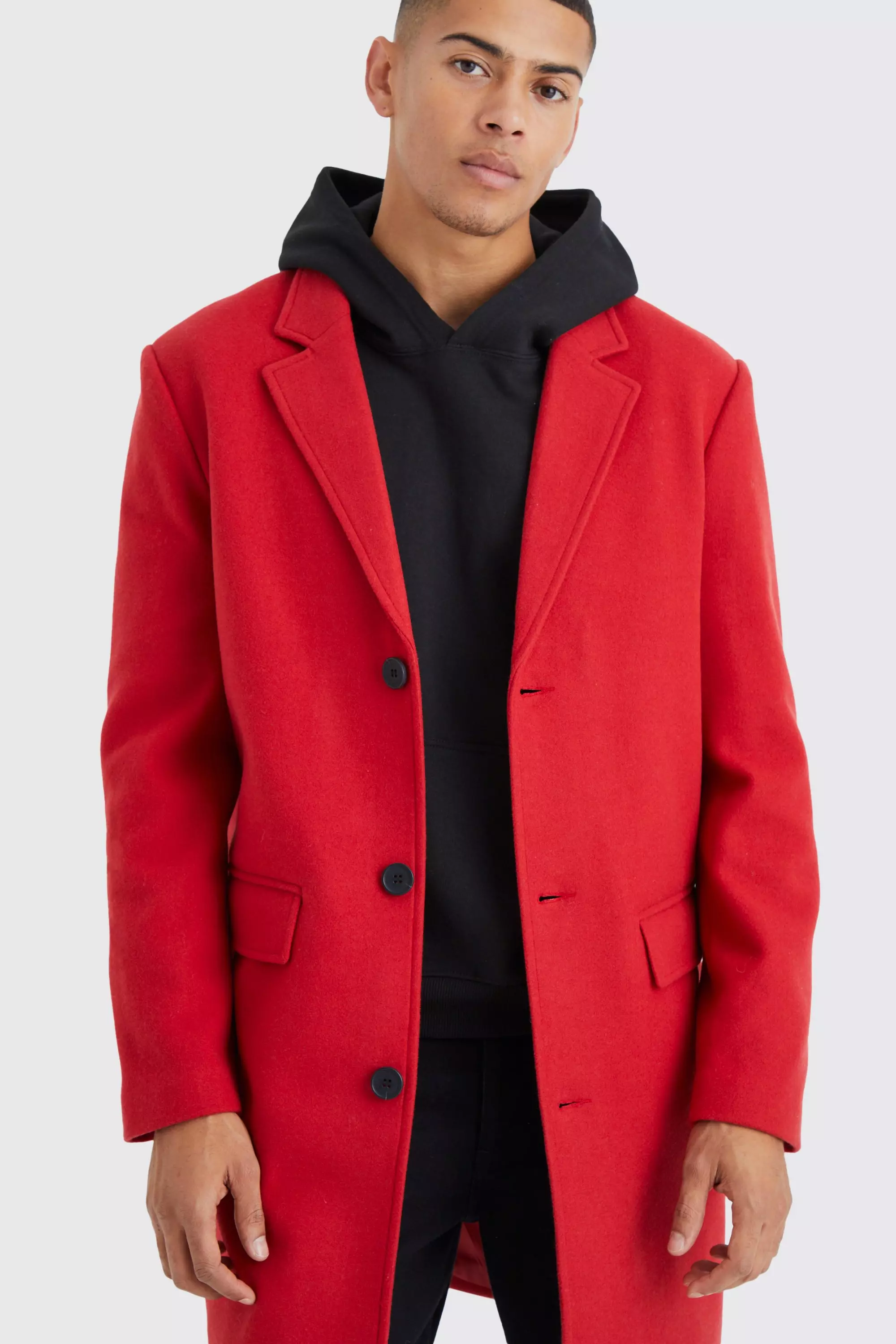 Mens single breasted discount overcoat