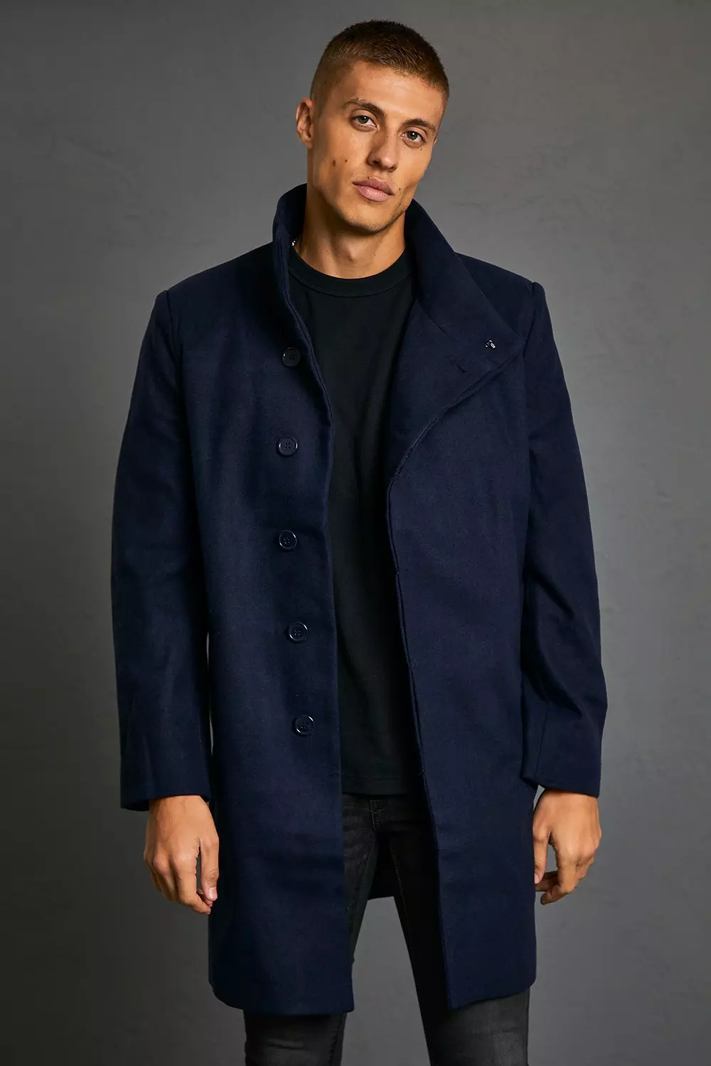 Blue clearance wool overcoat