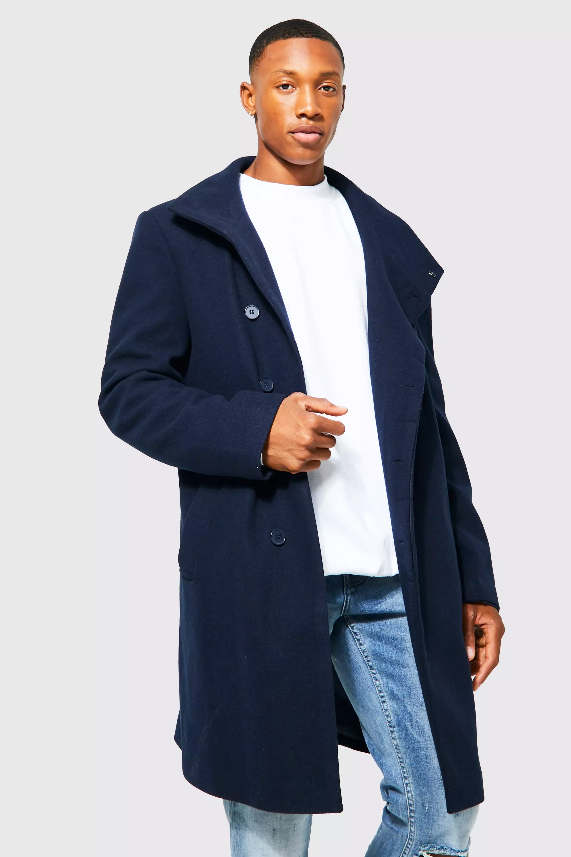 Blue hotsell wool overcoat