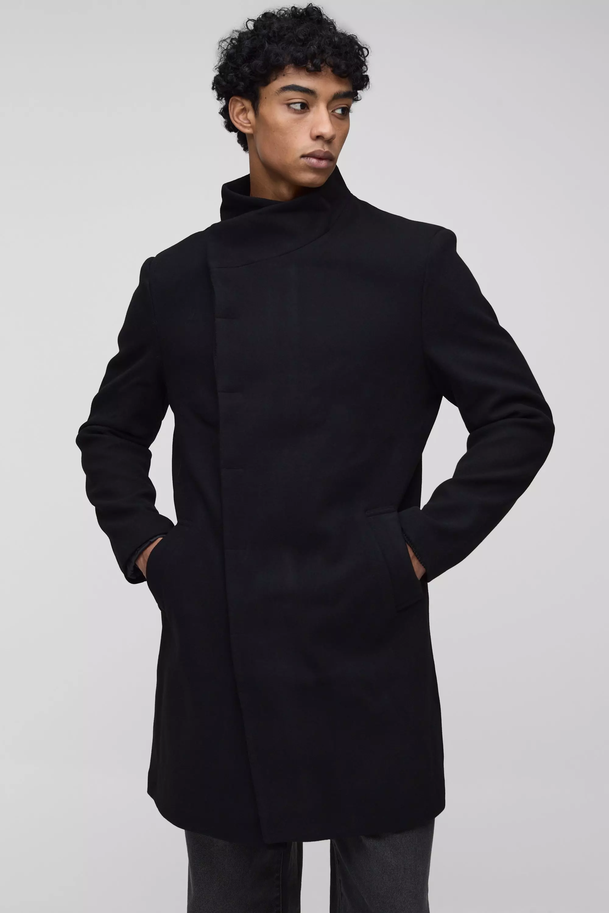 Mens black best sale wool overcoat