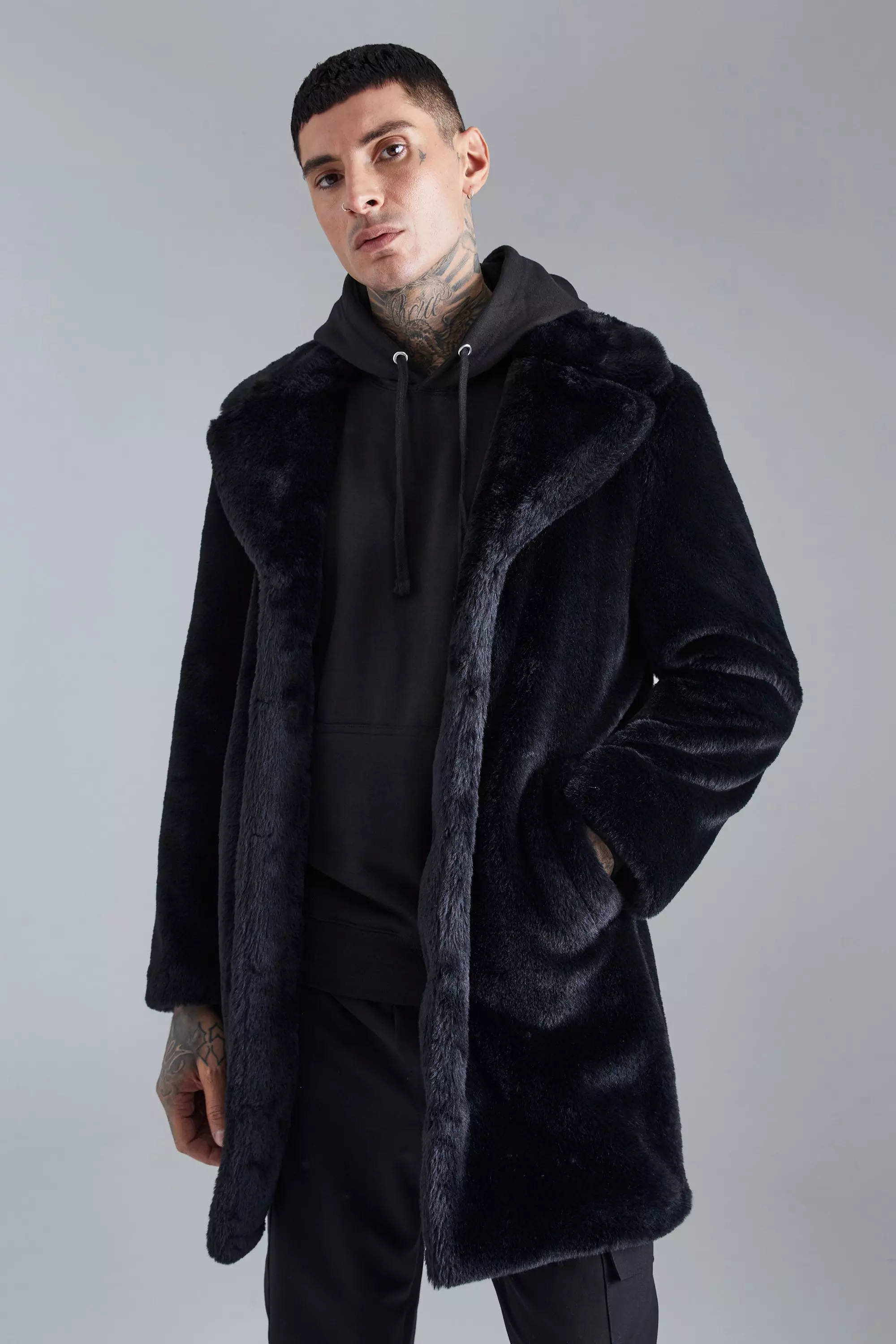 Boohoo black faux hot sale fur coat